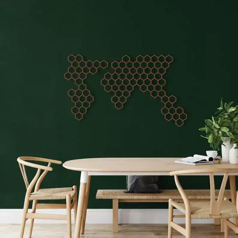 Honeycombs Geometric World Map Decor - Image 3