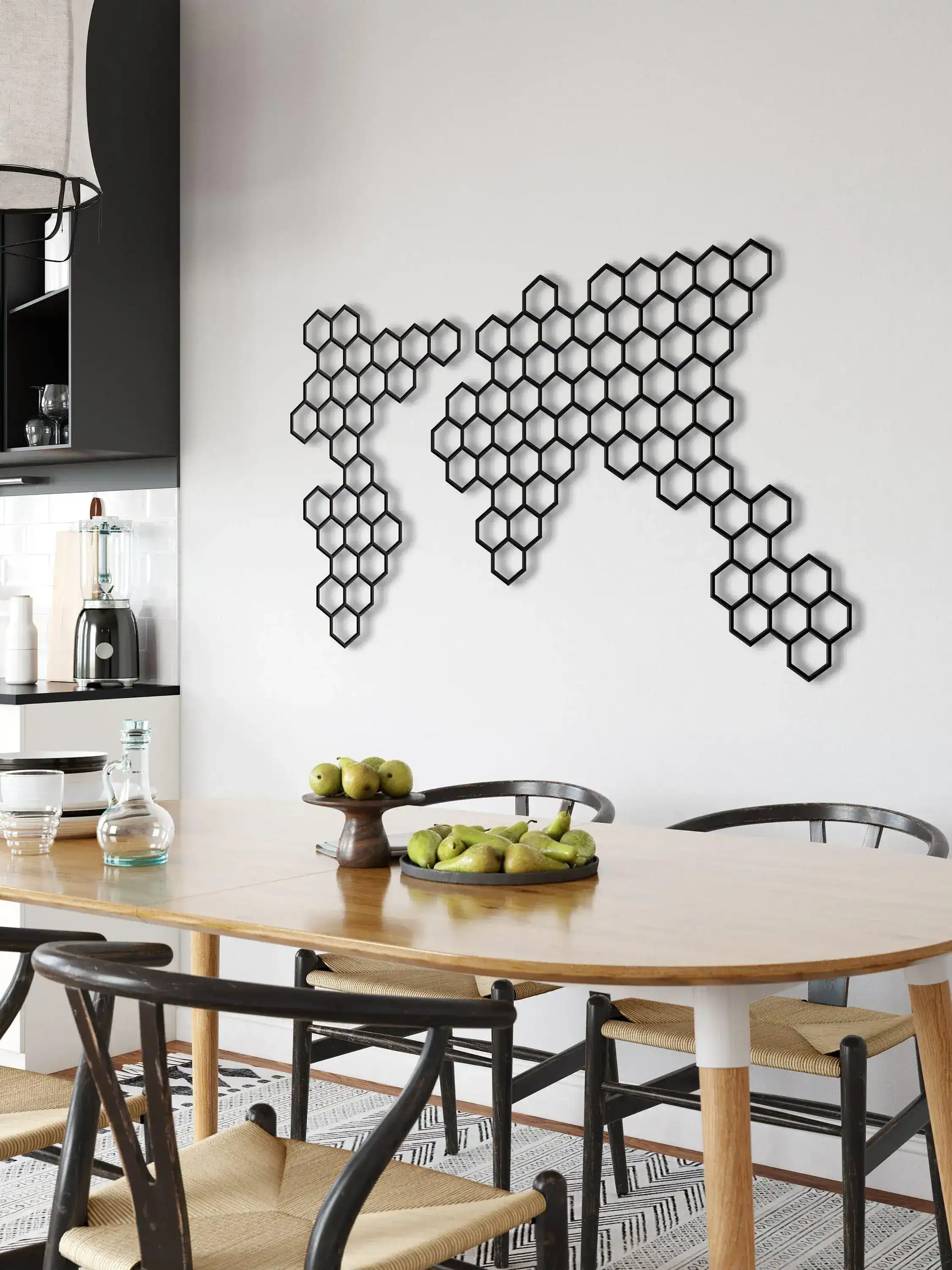 Honeycombs Geometric World Map Decor - Image 7