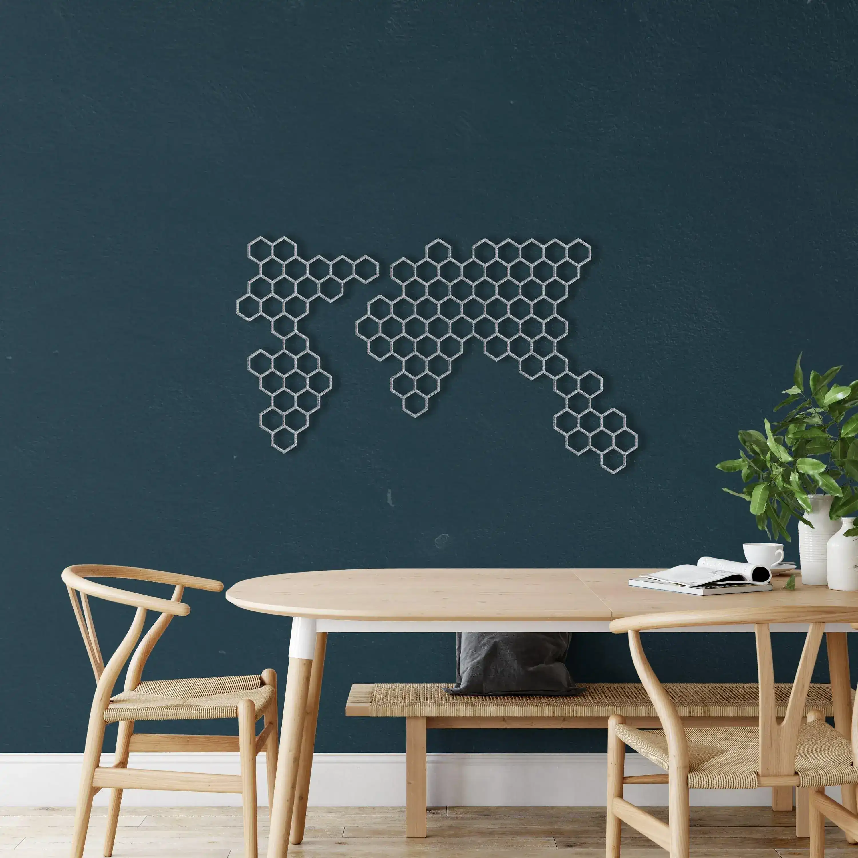 Honeycombs Geometric World Map Decor - Image 9