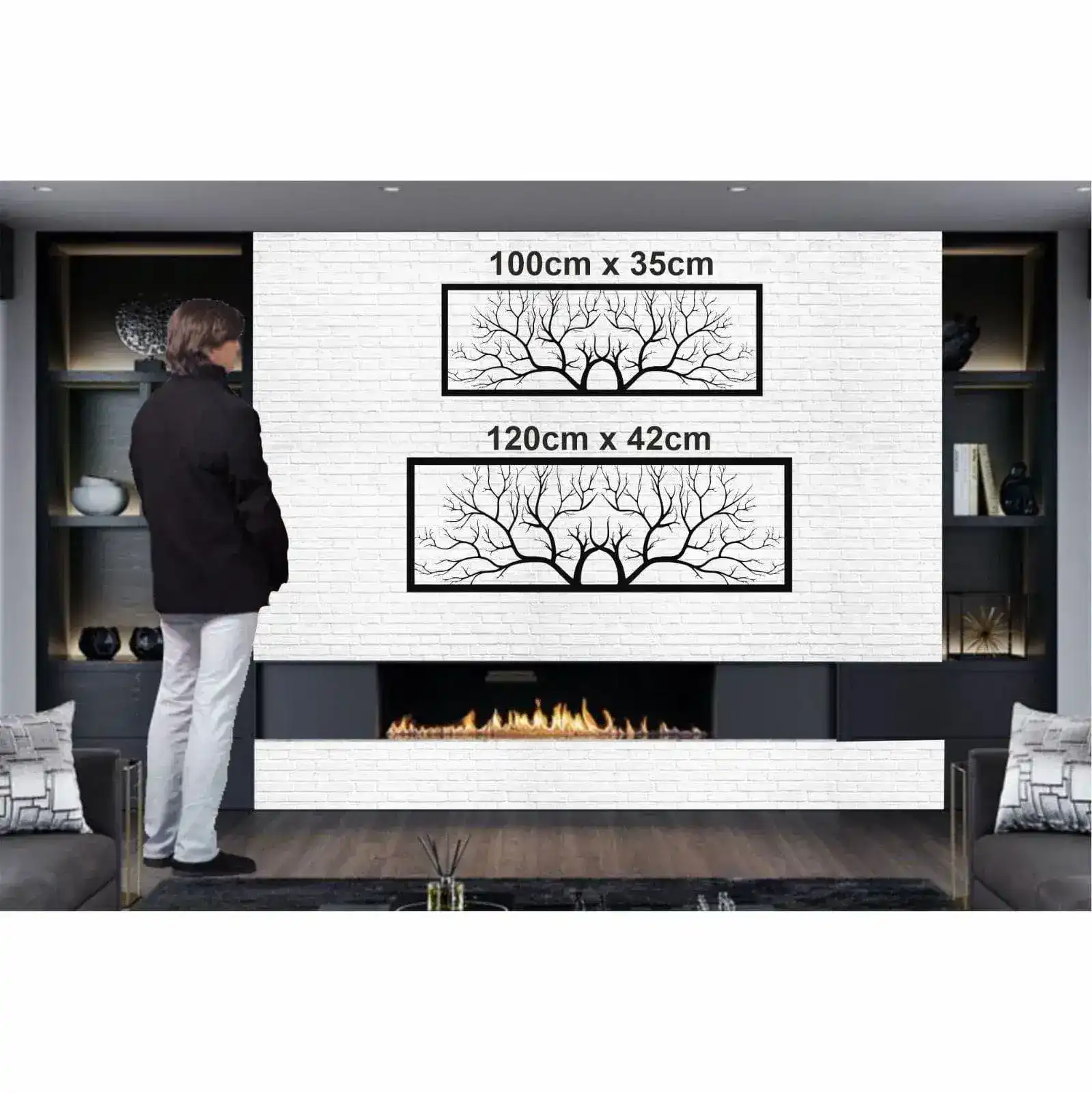 Horizontal Tree Branch Metal Wall Hanging Decor - Image 3
