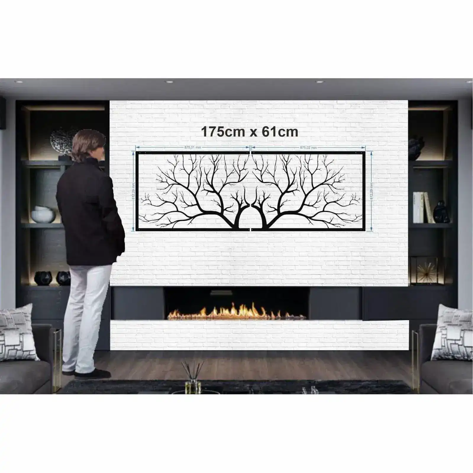 Horizontal Tree Branch Metal Wall Hanging Decor - Image 5