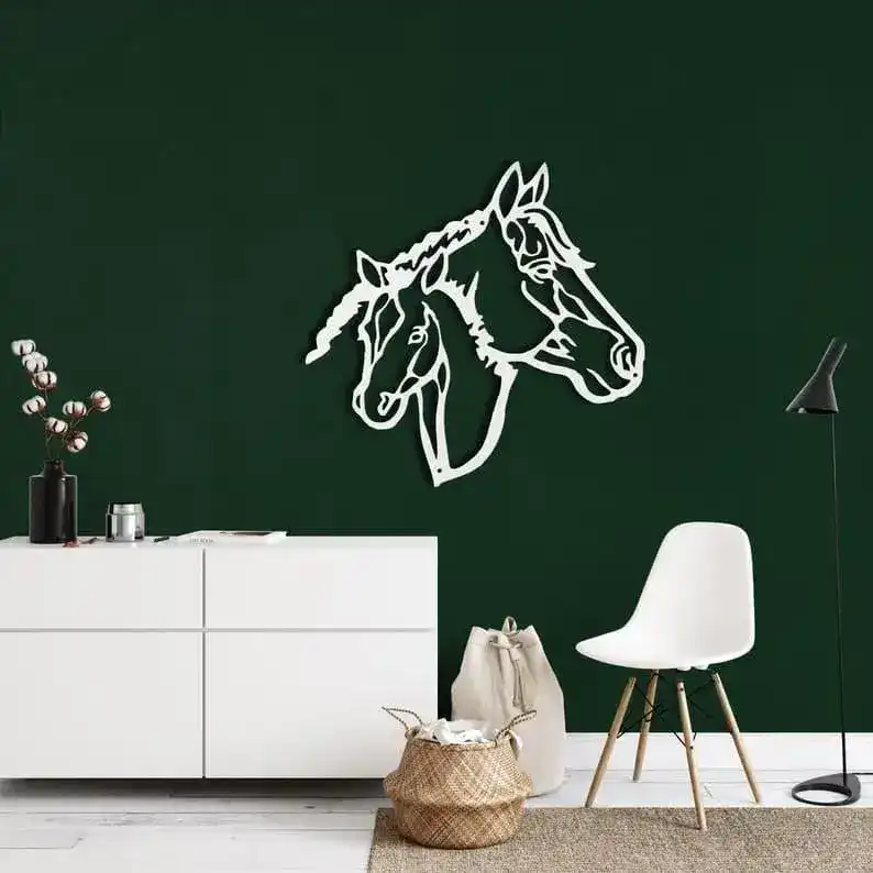 Horse Heads Metal Wall Decor - Image 2