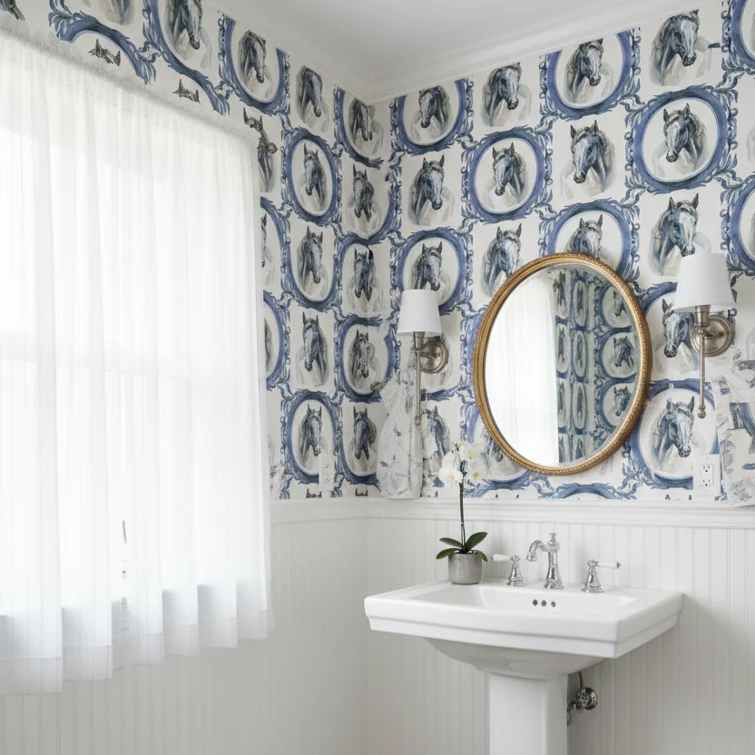 Horse Toile Wallpaper