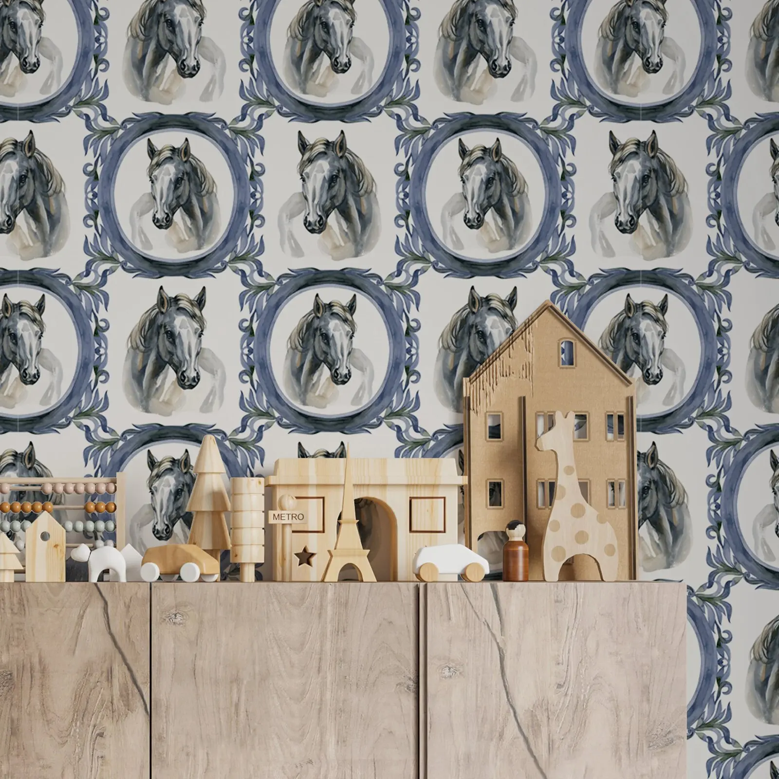 Horse Toile Wallpaper - Image 2