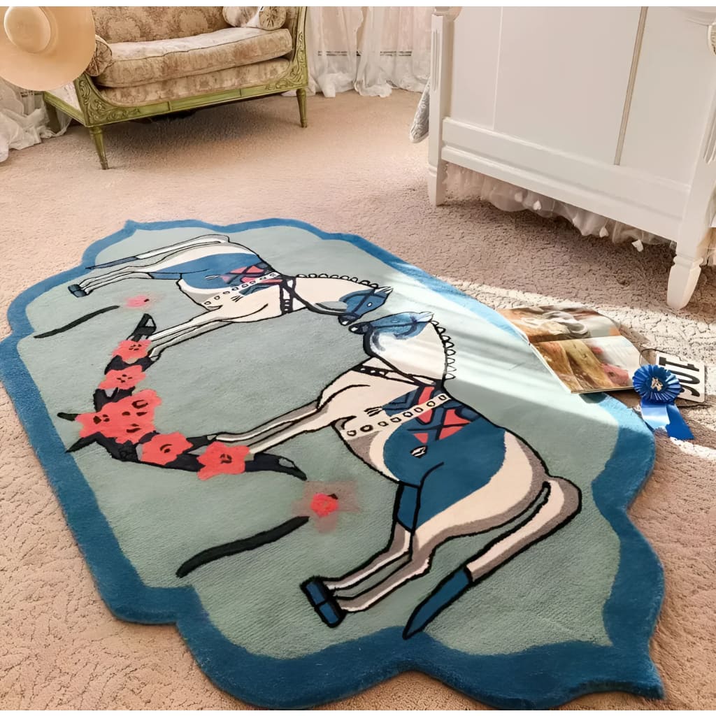 Horses of Lovers Hand Tufted Rug - Image 2