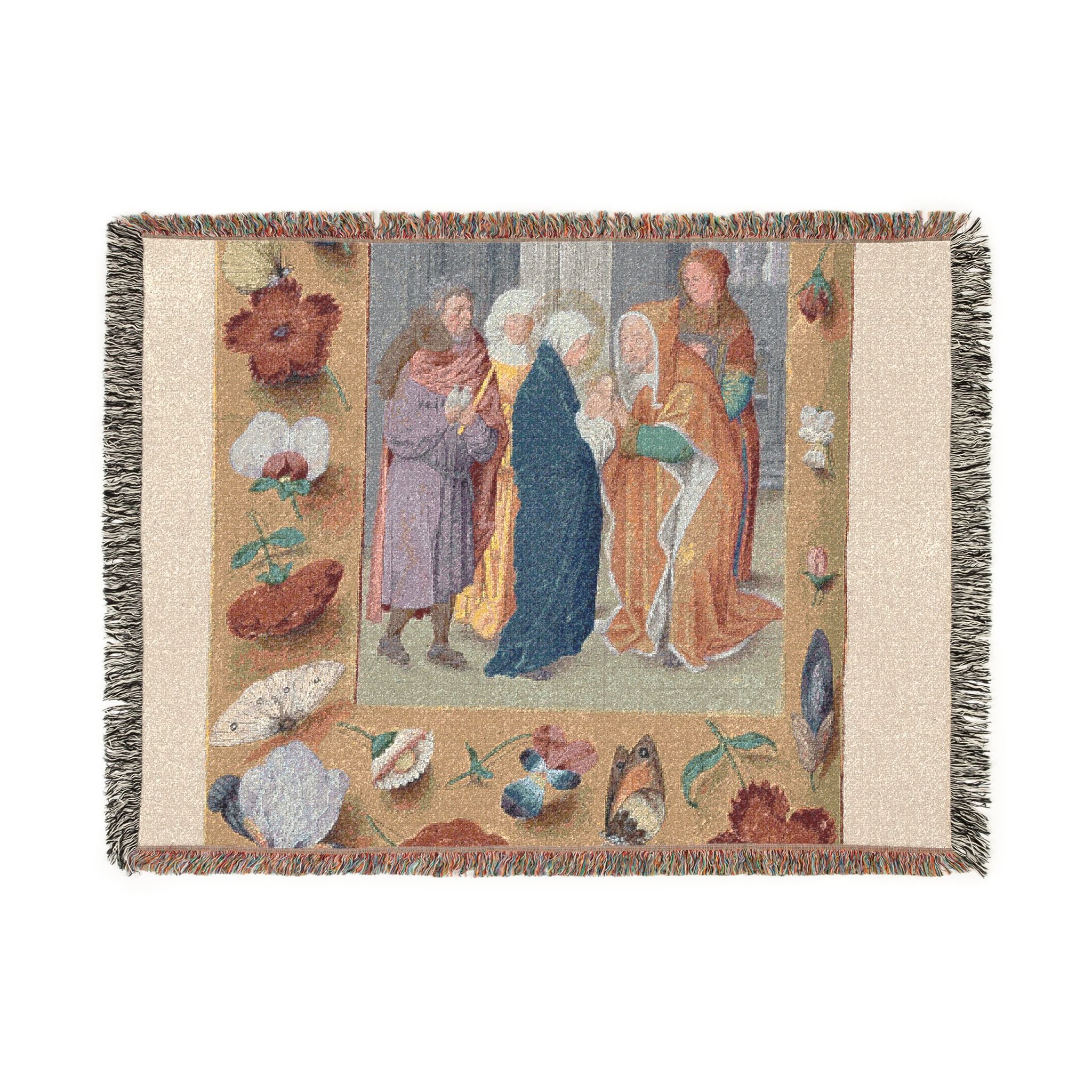 Hours of Queen Isabella the Catholic, Queen of Spain: Fol. 141v, Presentation in the Temple Woven Throw Blanket - Image 6