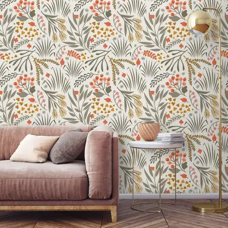 Illustrated Herbs Botanical Leaves Wallpaper - Image 6