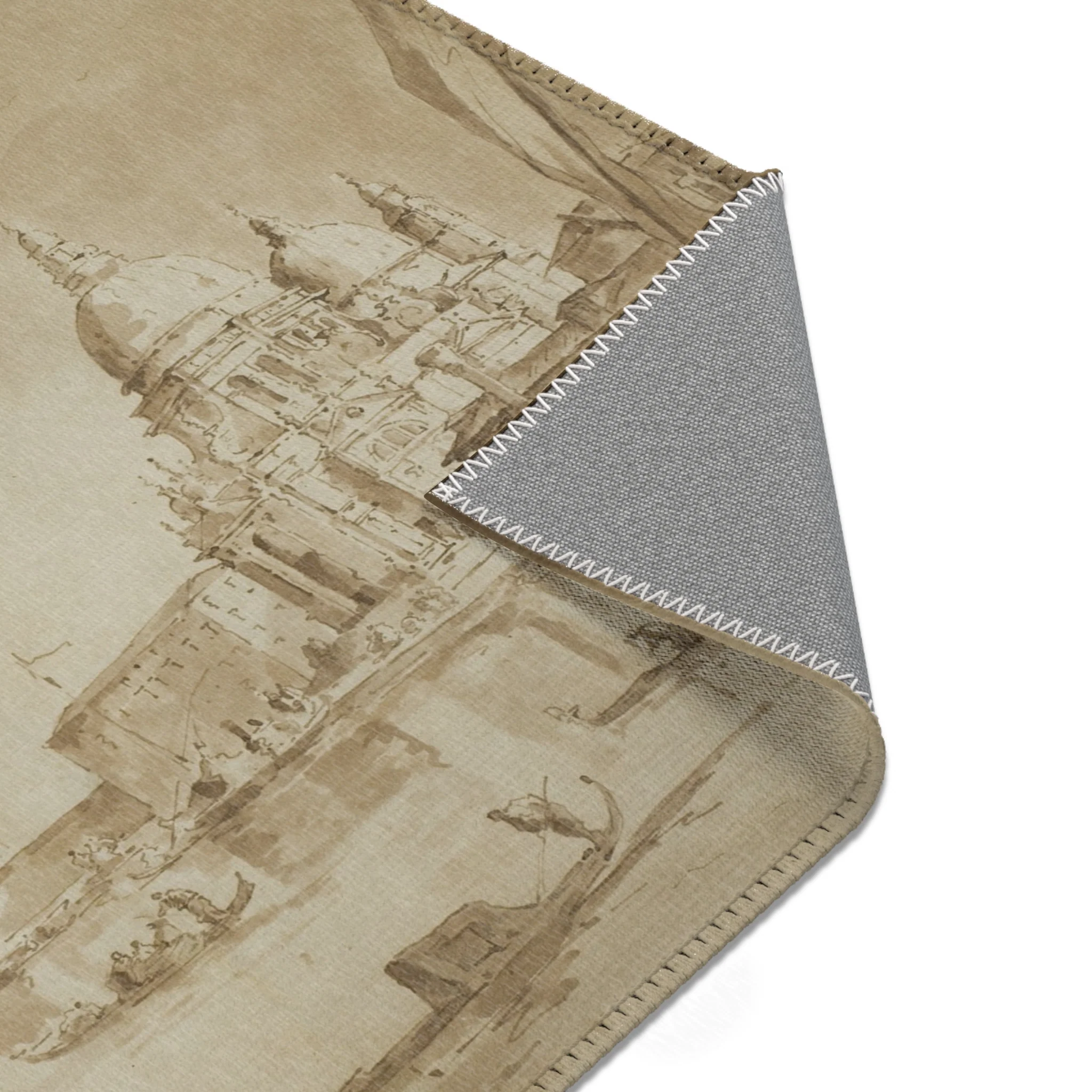 Imitator of Francesco Guardi - Bacino di San Marco with the Dogana del Mare and Santa Maria della Salute | Area Rug - Image 13