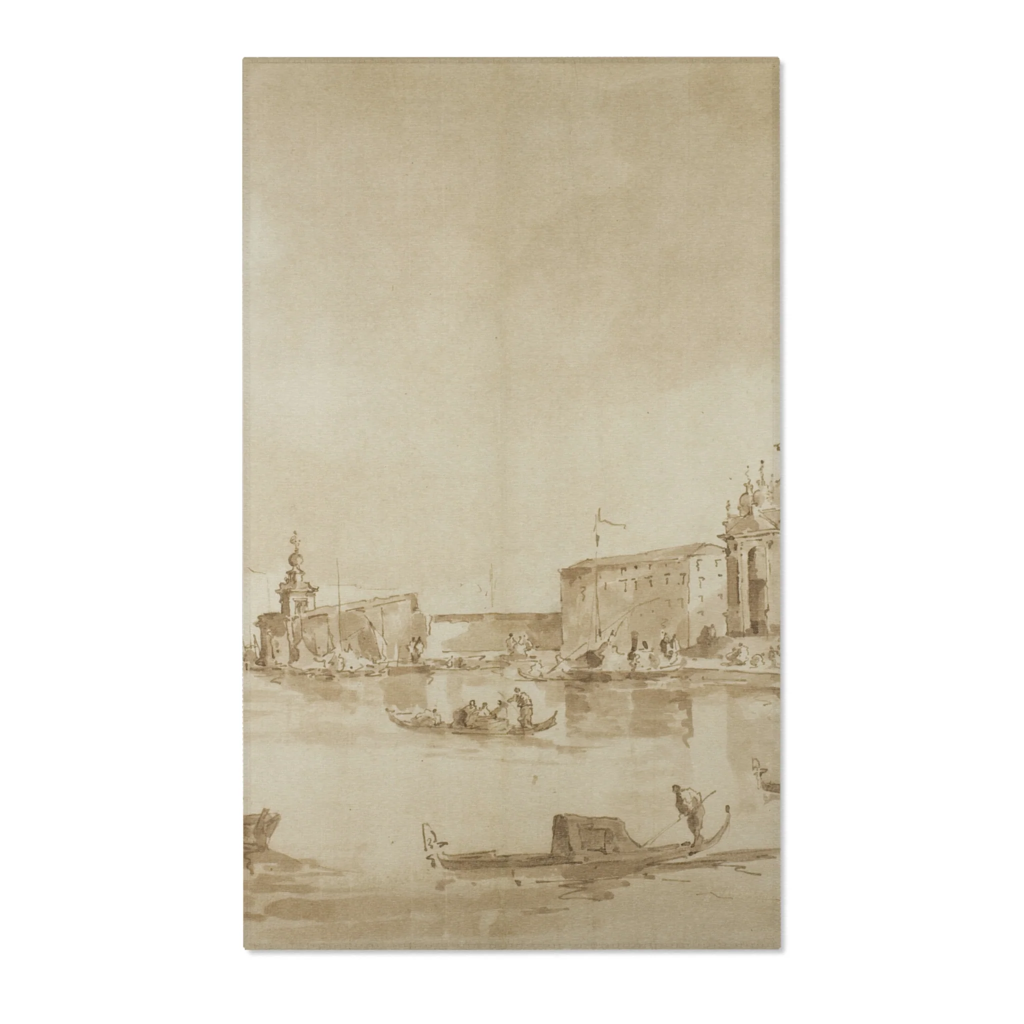 Imitator of Francesco Guardi - Bacino di San Marco with the Dogana del Mare and Santa Maria della Salute | Area Rug - Image 2