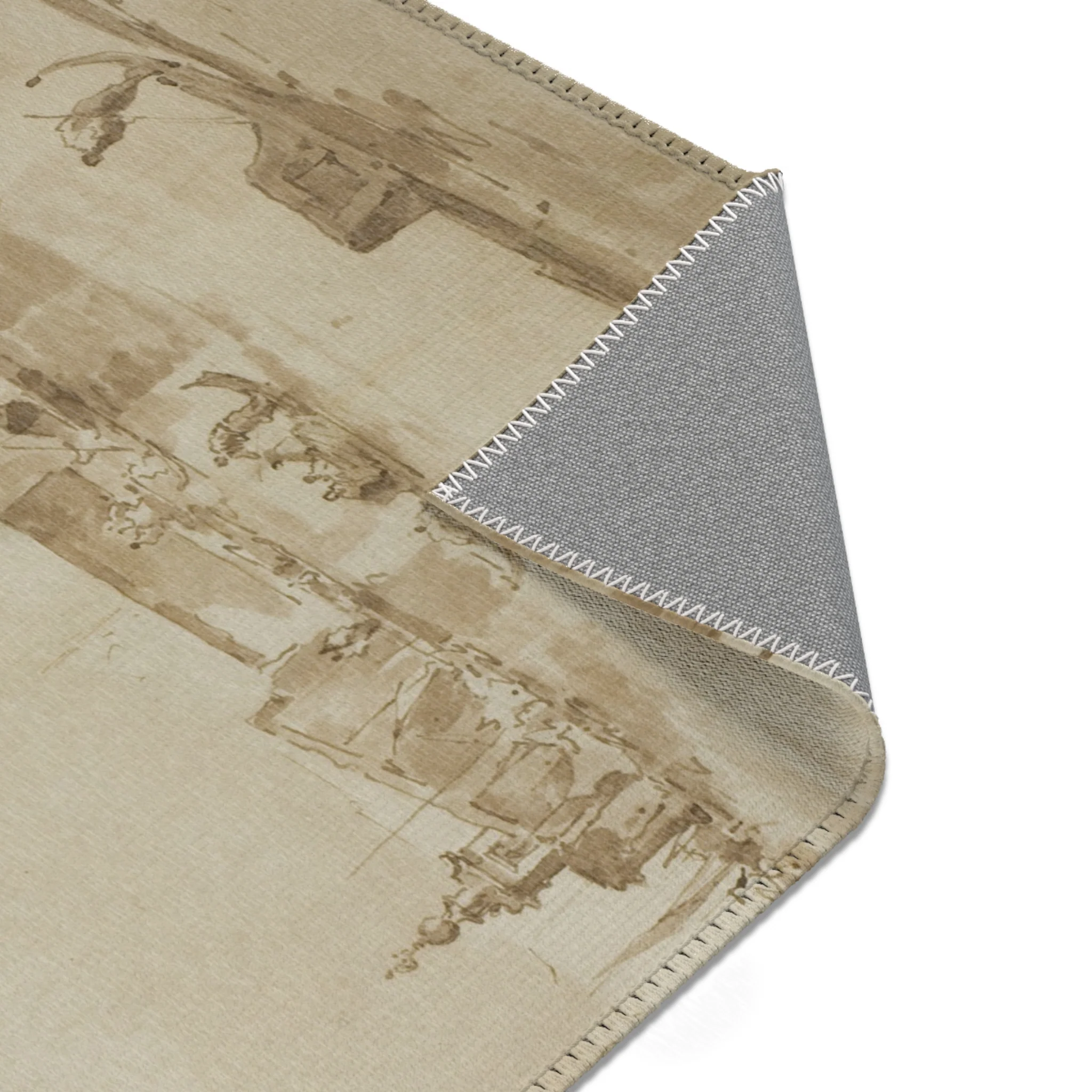 Imitator of Francesco Guardi - Bacino di San Marco with the Dogana del Mare and Santa Maria della Salute | Area Rug - Image 7