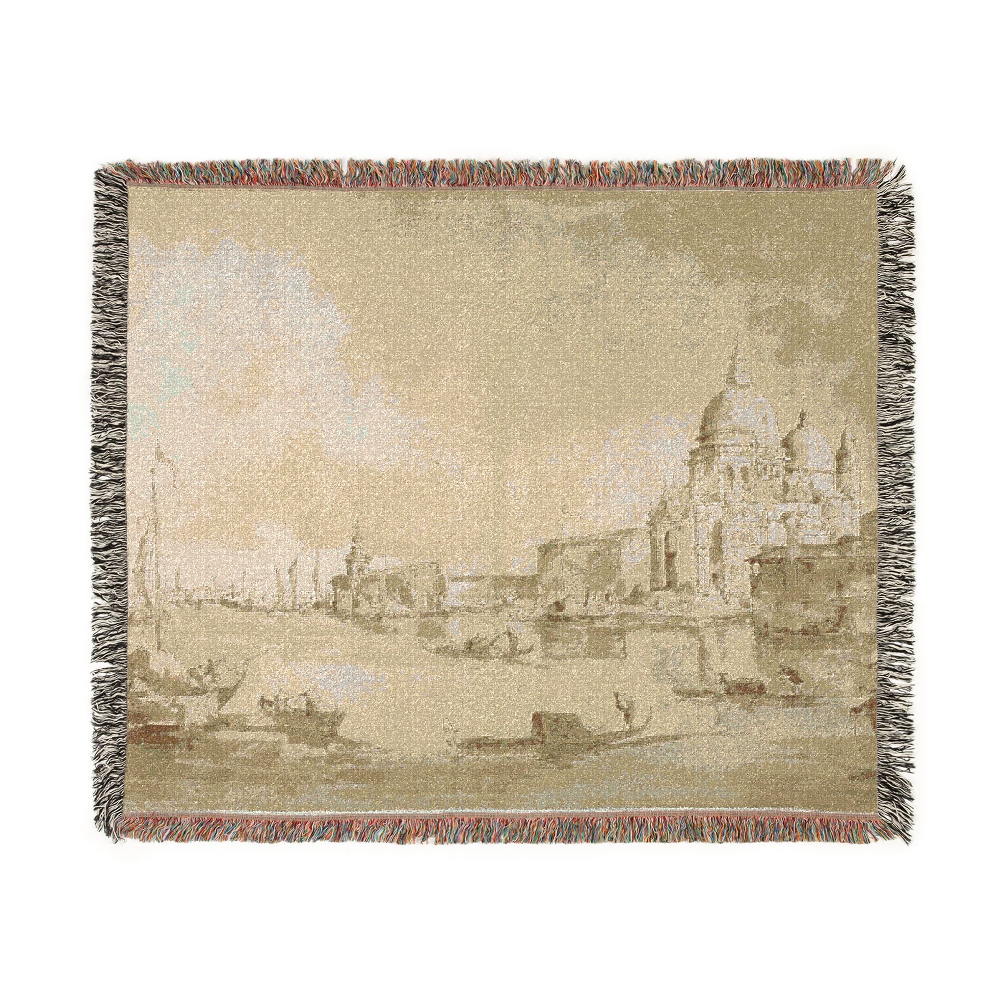 Imitator of Francesco Guardi - Bacino di San Marco with the Dogana del Mare and Santa Maria della Salute | Woven Tapestry Blanket - Image 2