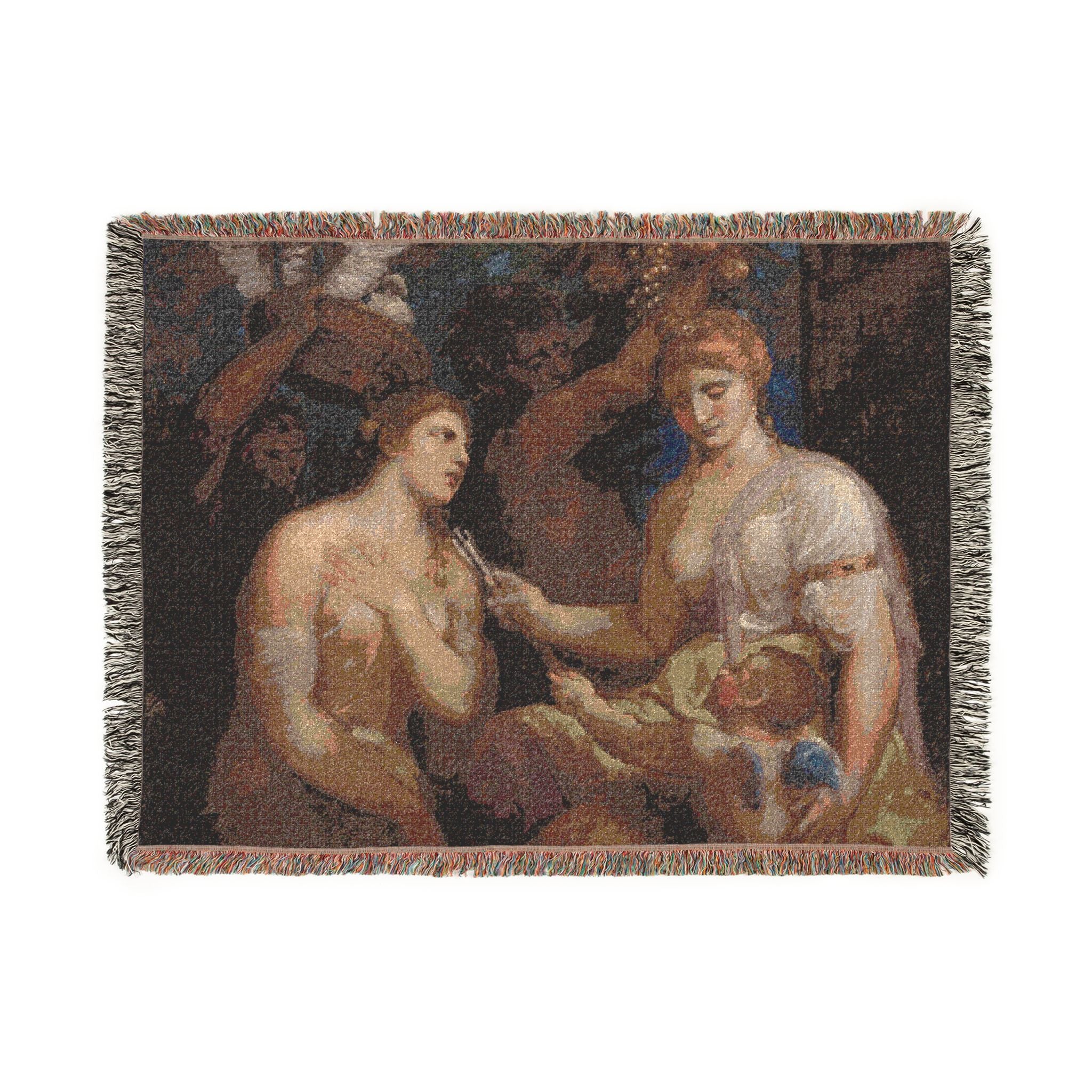 Imitator of Titian - Allegory of Venus and Cupid | Woven Tapestry Blanket - Image 10