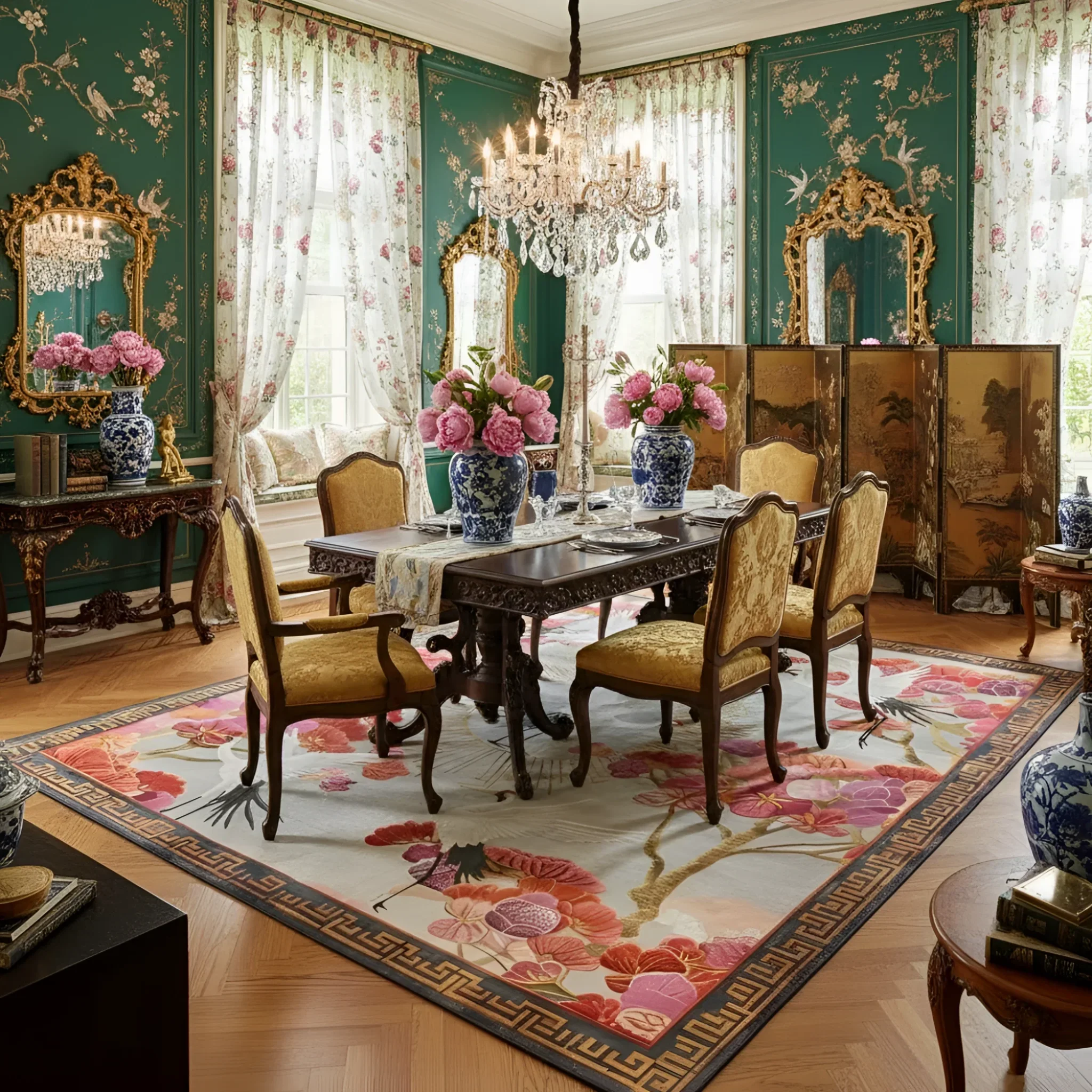 Imperial Iconography Square Hand Tufted Wool Rug - Image 3