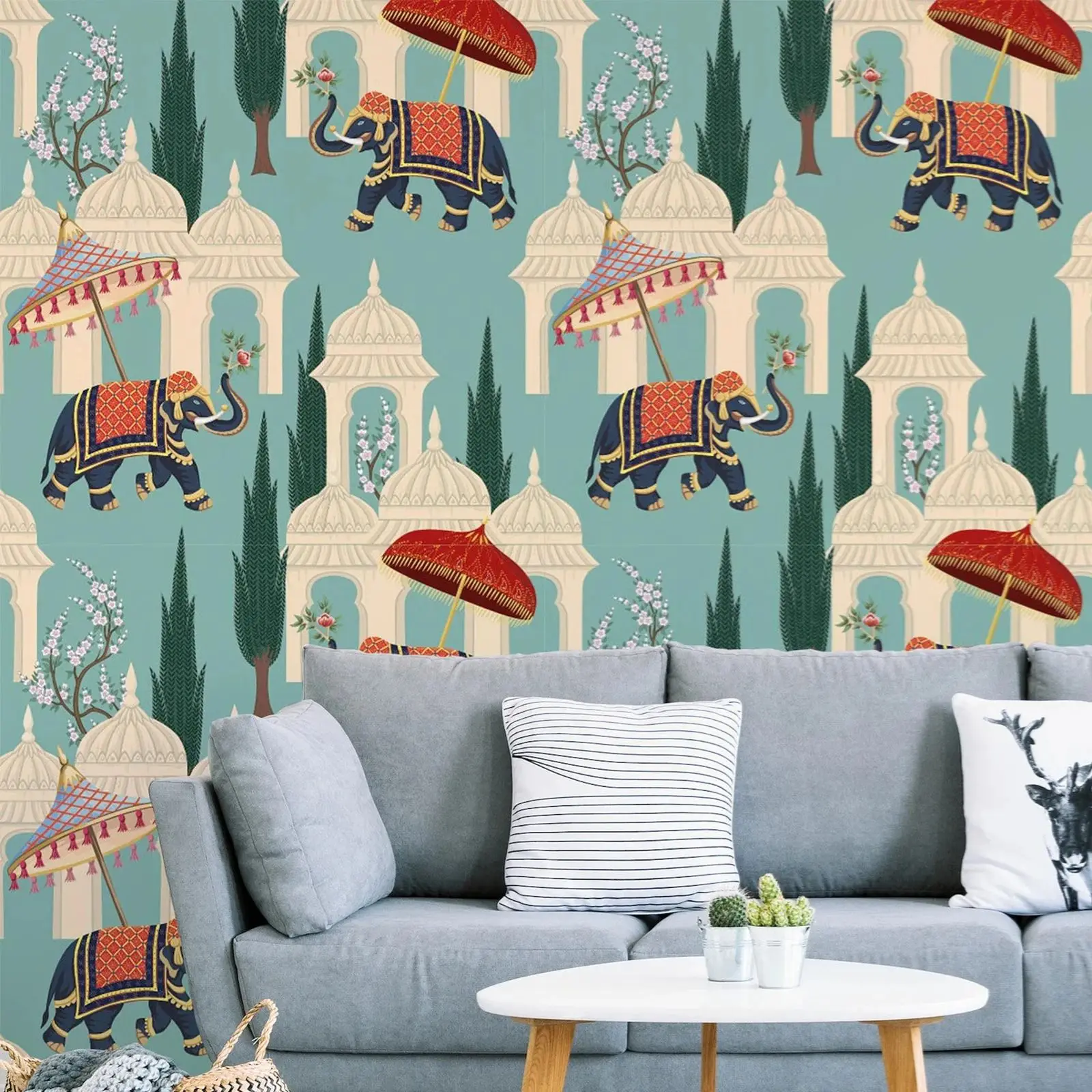 Indian Elephant and Umbrella Wallpaper - Image 3
