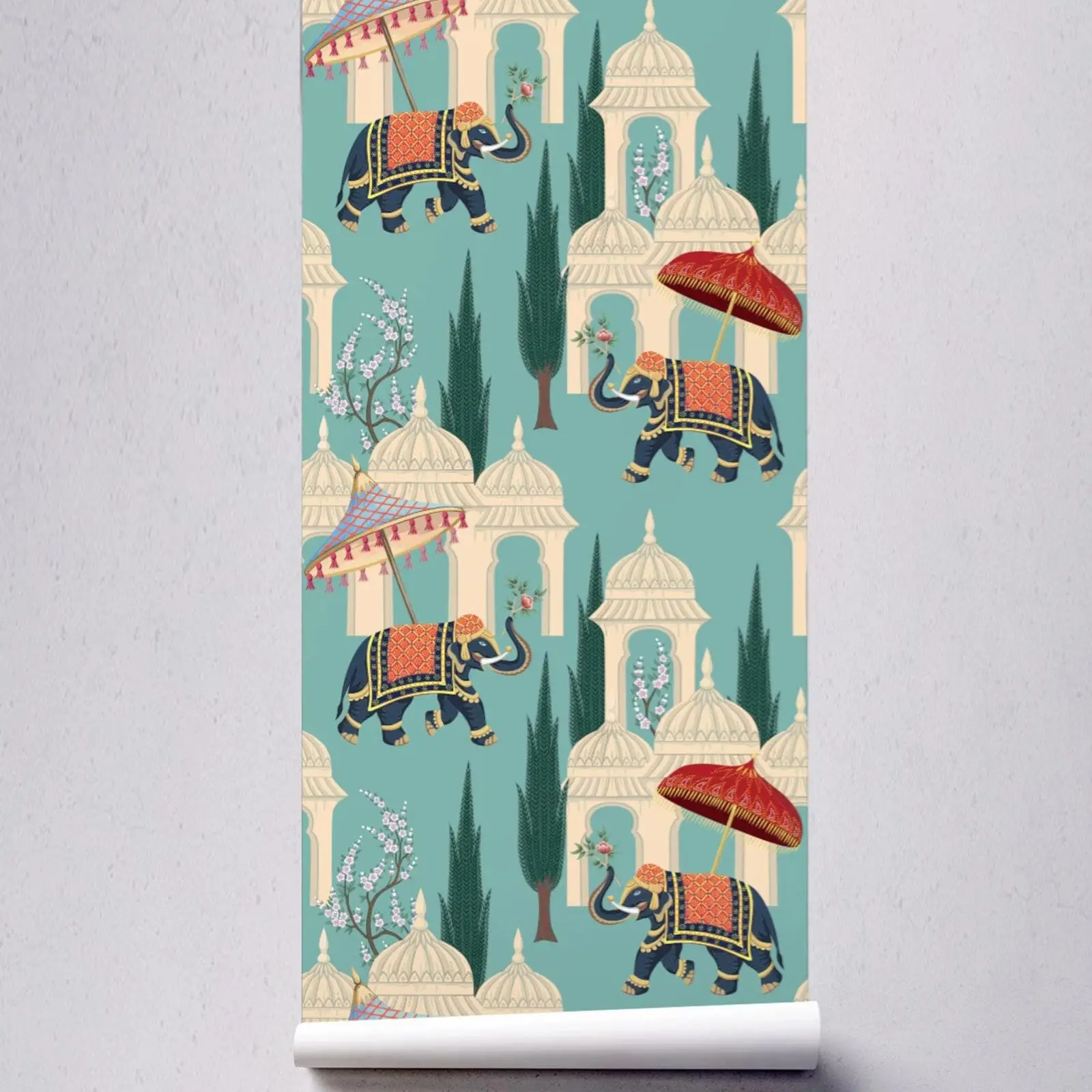 Indian Elephant and Umbrella Wallpaper - Image 4