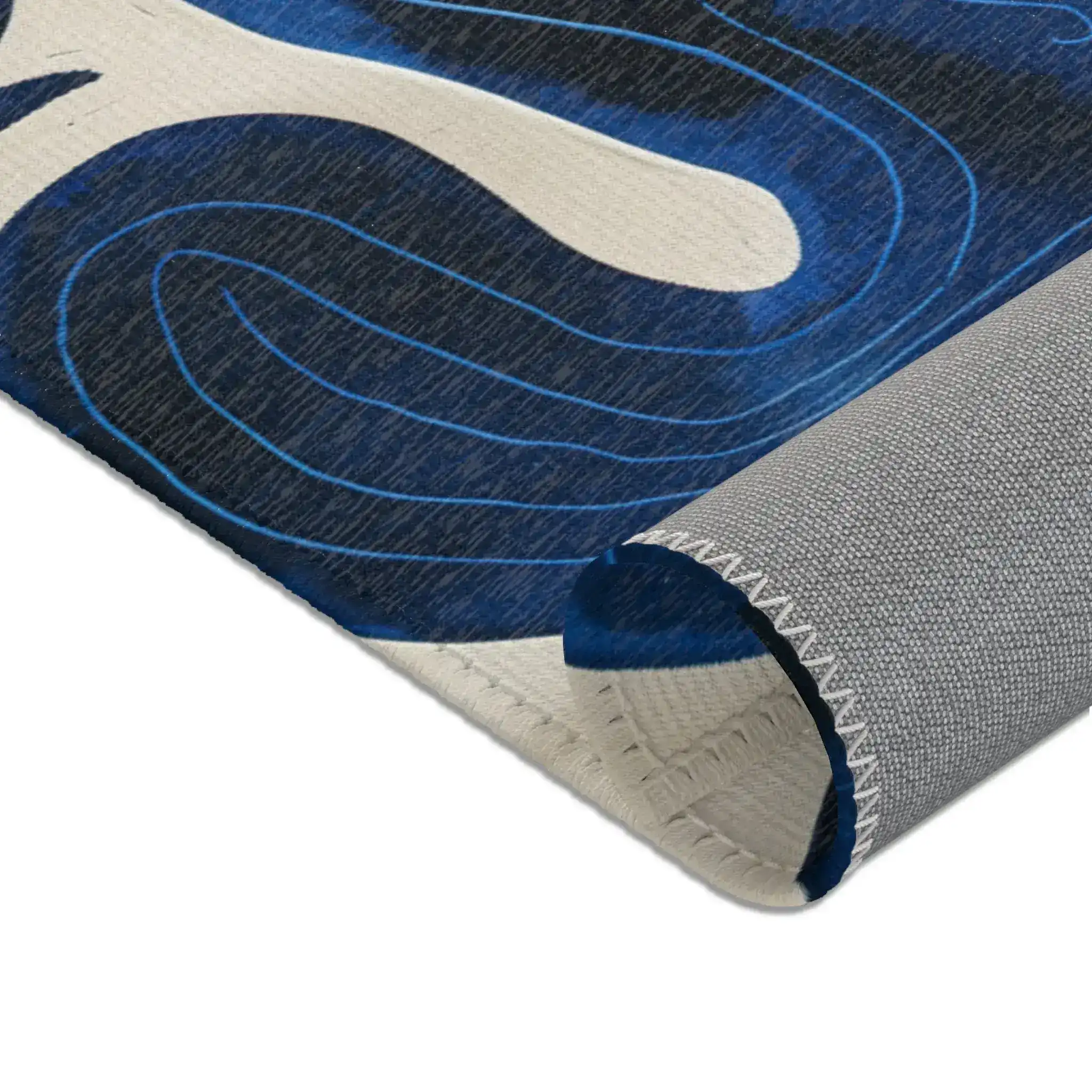 Indigo Desert Dreams Abstract Botanical Rug - Image 10