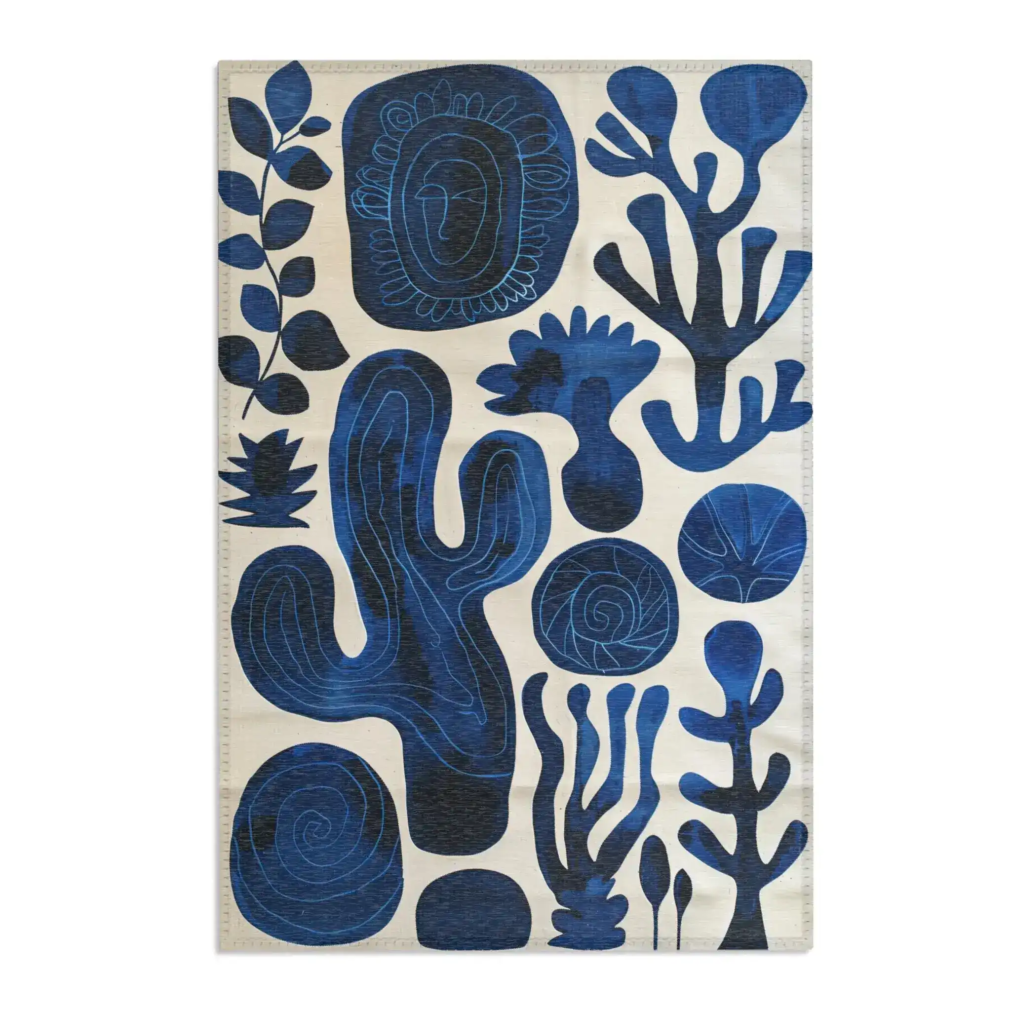 Indigo Desert Dreams Abstract Botanical Rug - Image 4
