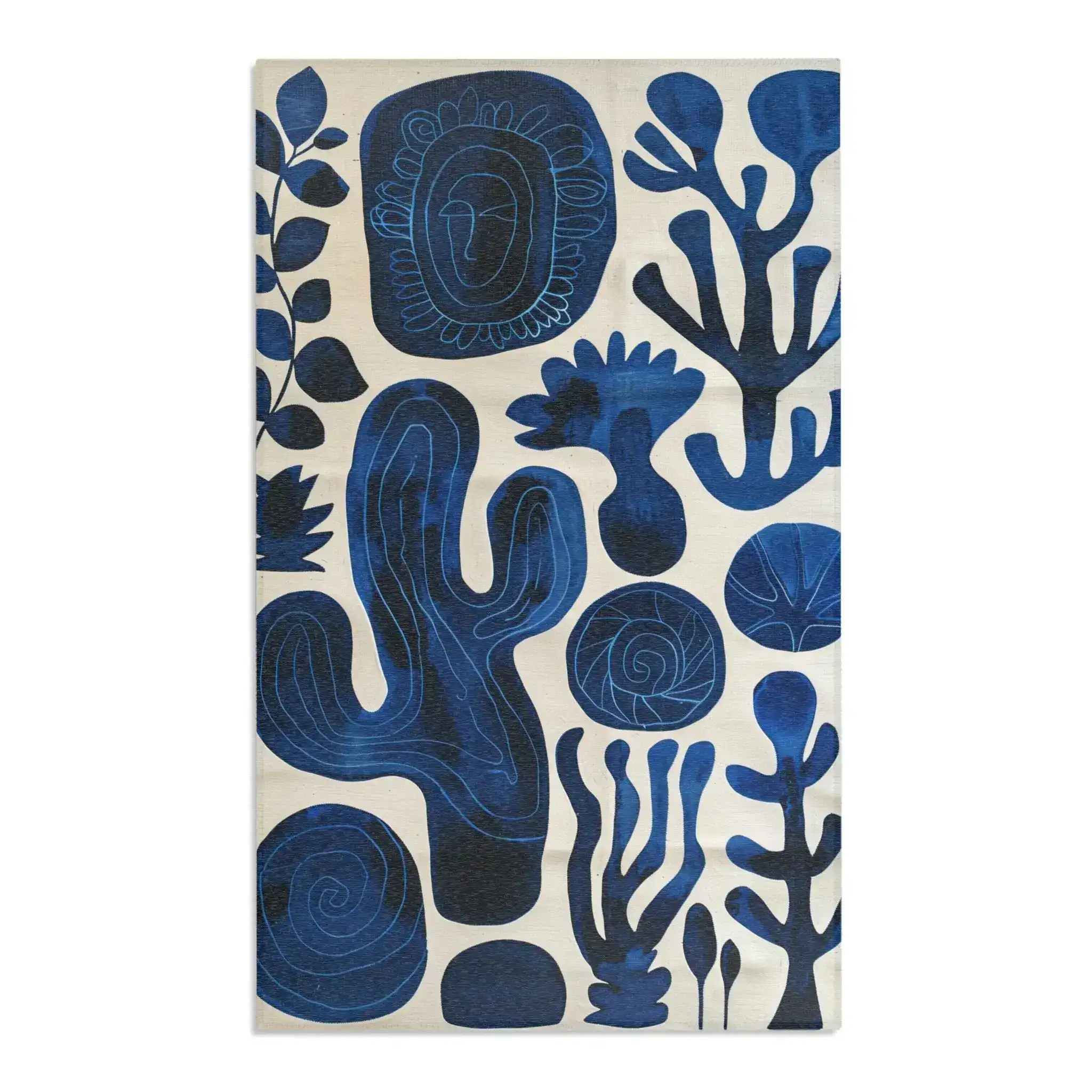 Indigo Desert Dreams Abstract Botanical Rug - Image 5