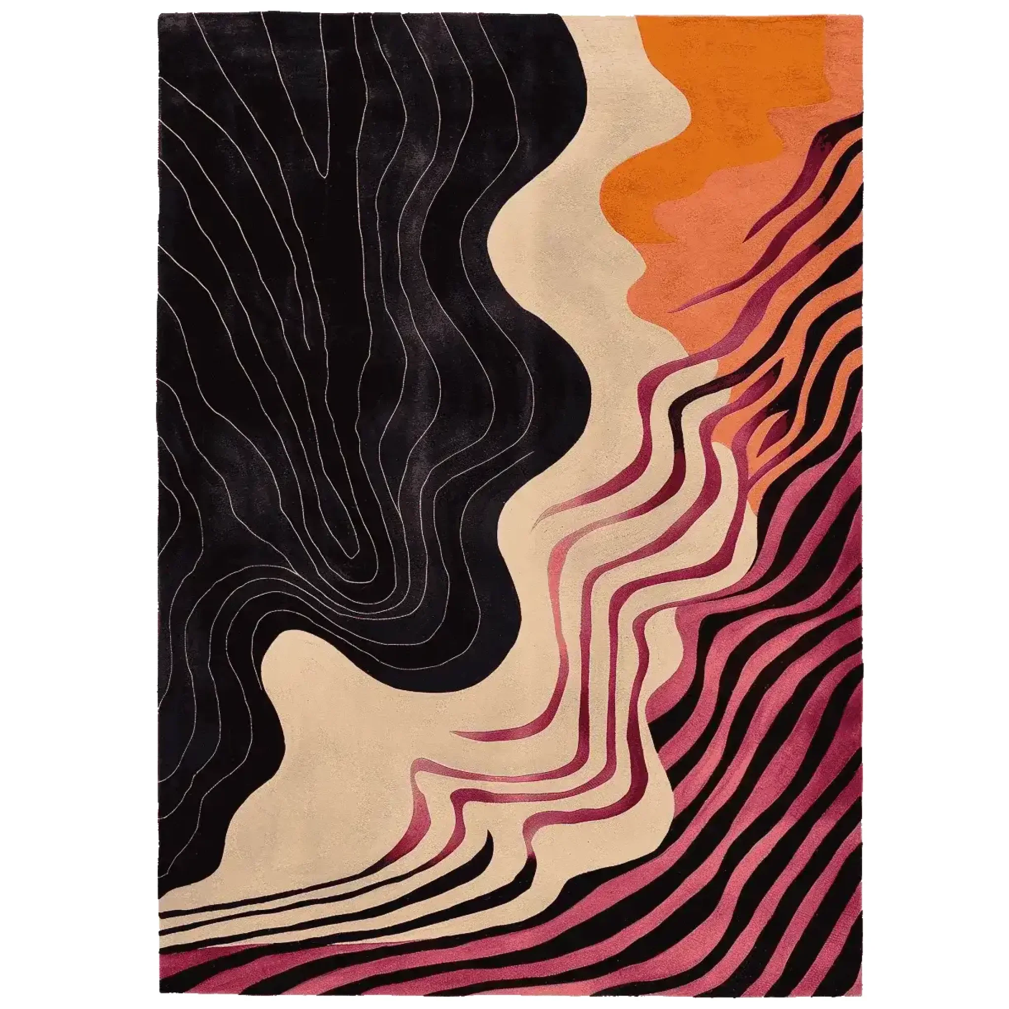 Inky Drift Lines Hand Tufted Rug