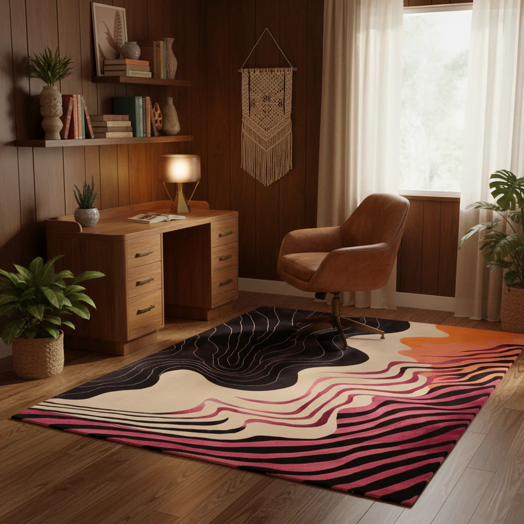 Inky Drift Lines Hand Tufted Rug - Image 2