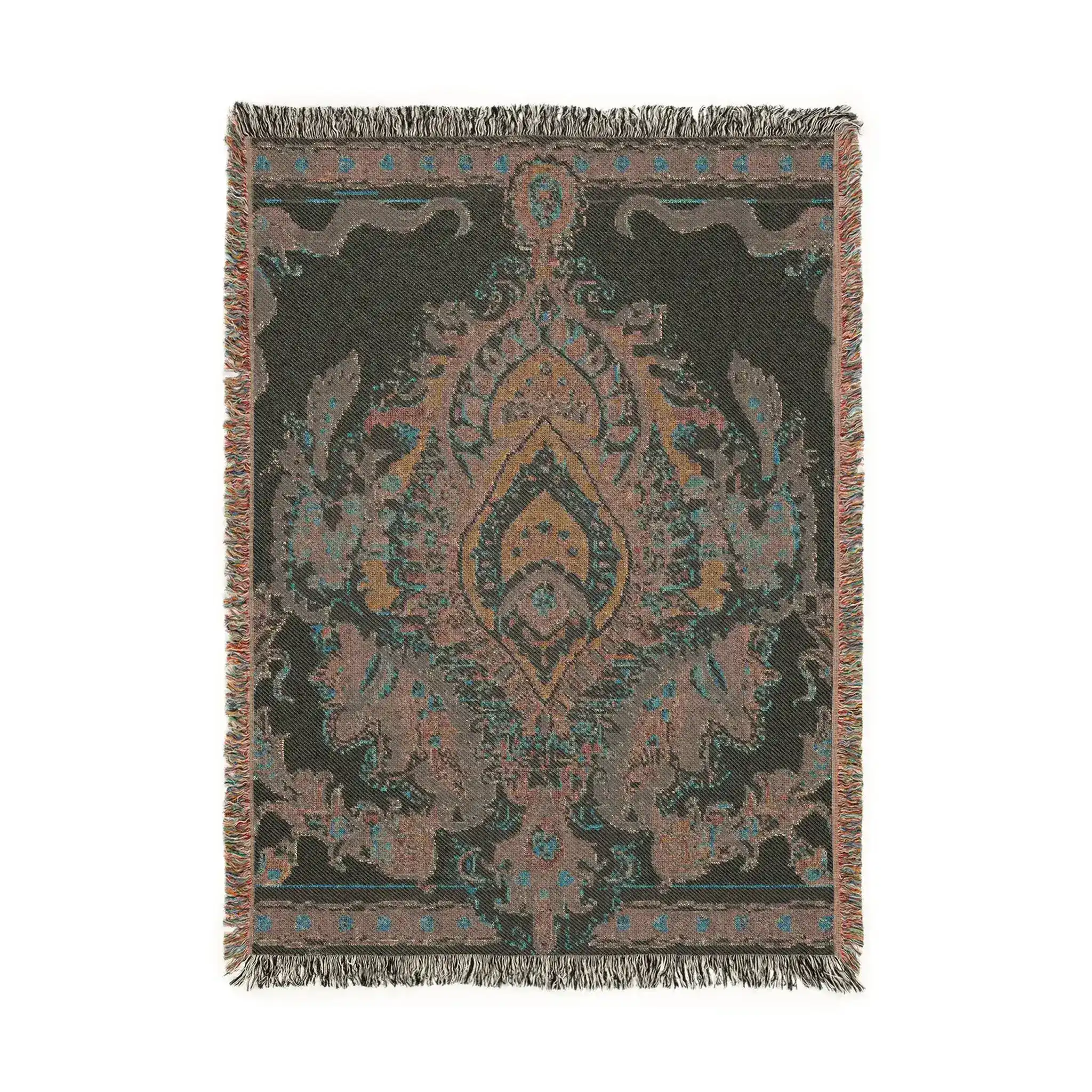 Intricate Floral and Serpentine Woven Blanket - Image 4
