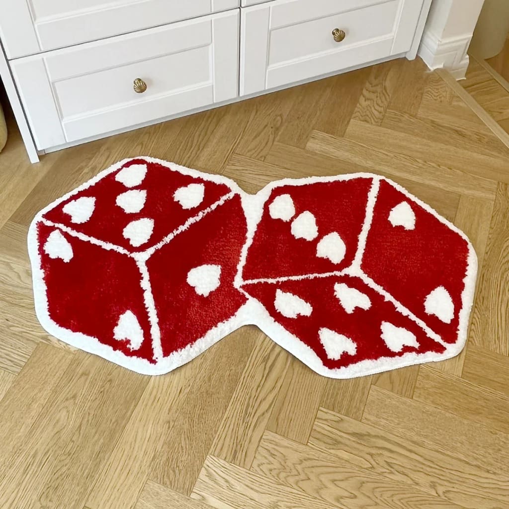 Irregular Red Dice Tufted Bath Mat - Image 3