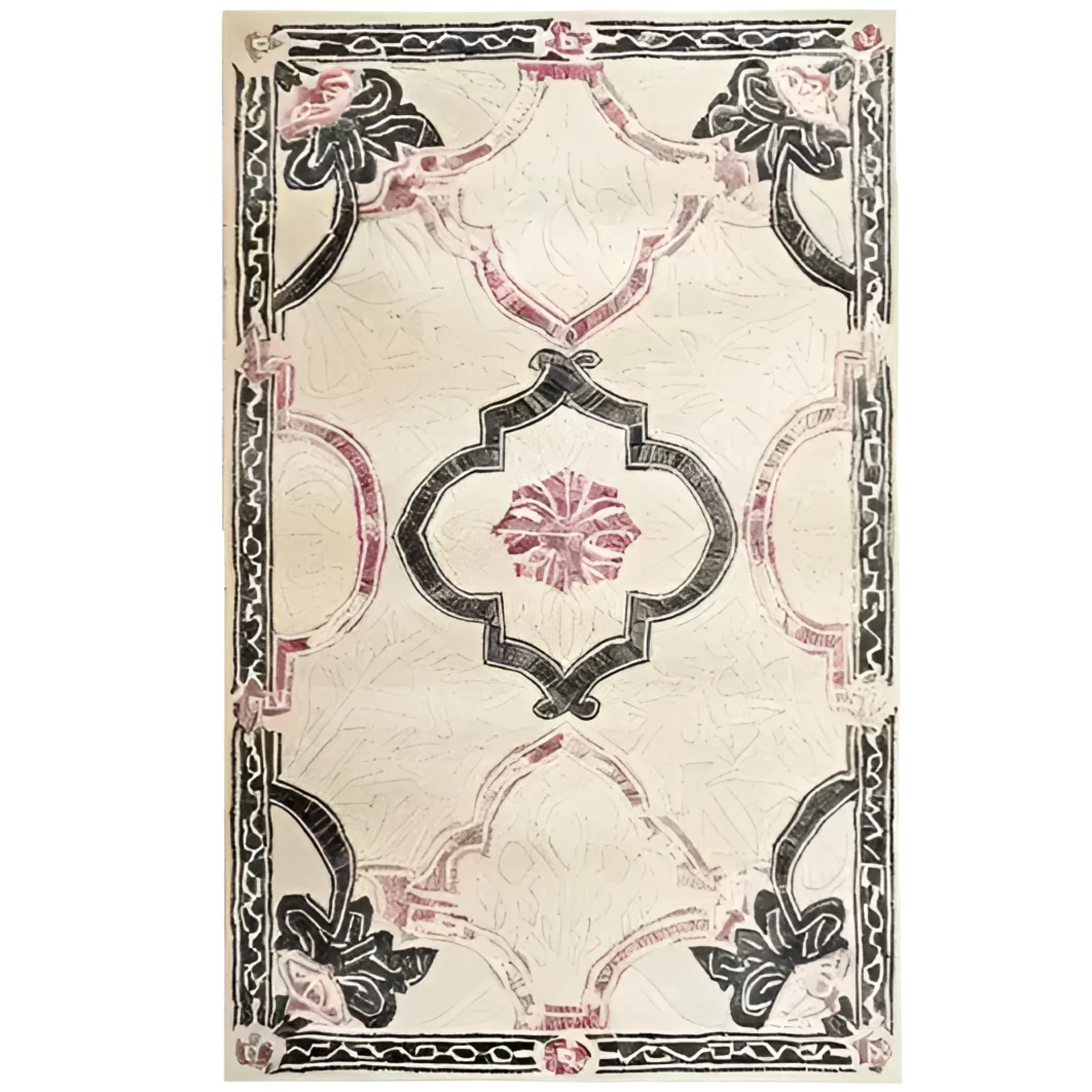 Ivory Bloom Border Hand Tufted Rug