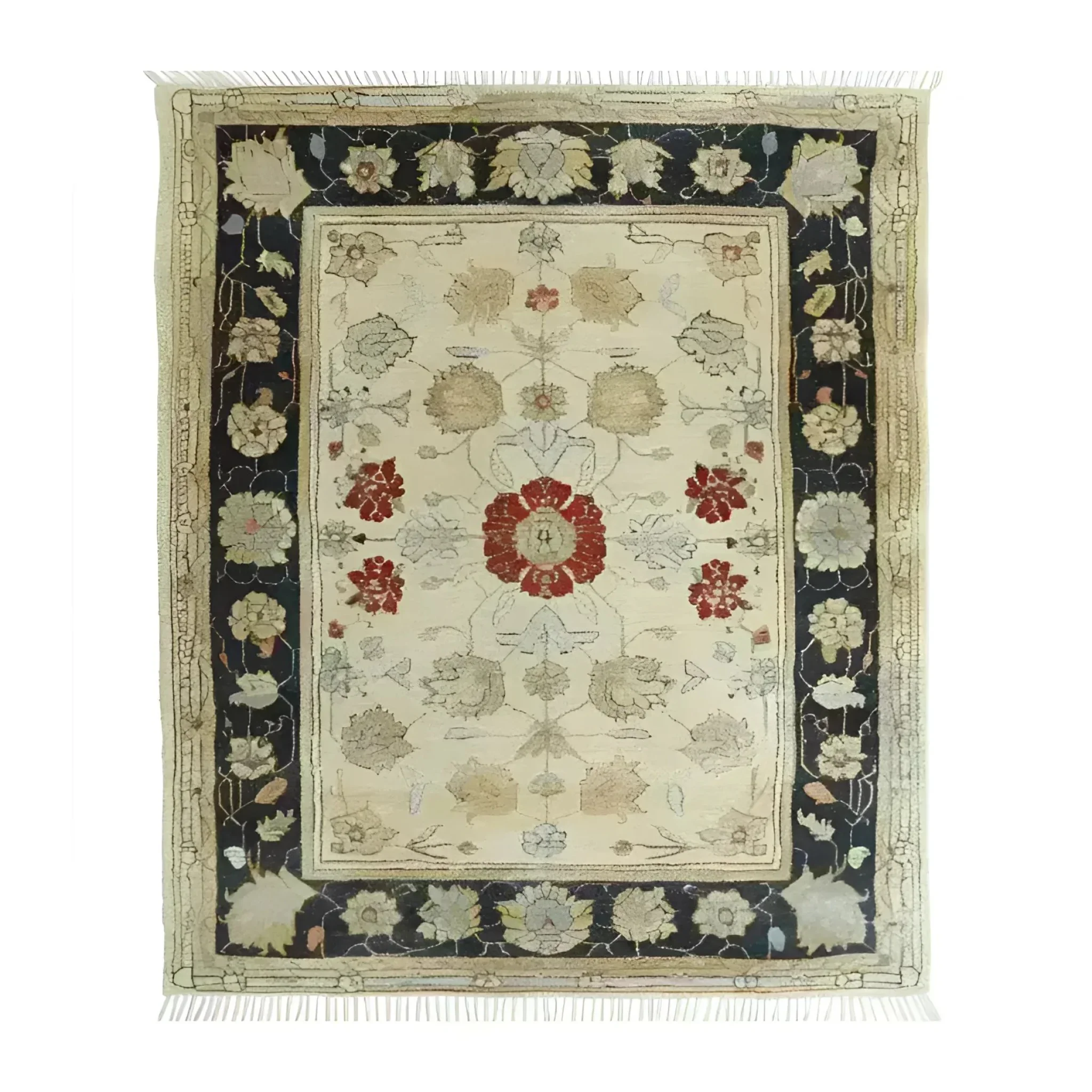 Ivory Elegance Hand Knotted Area Rug