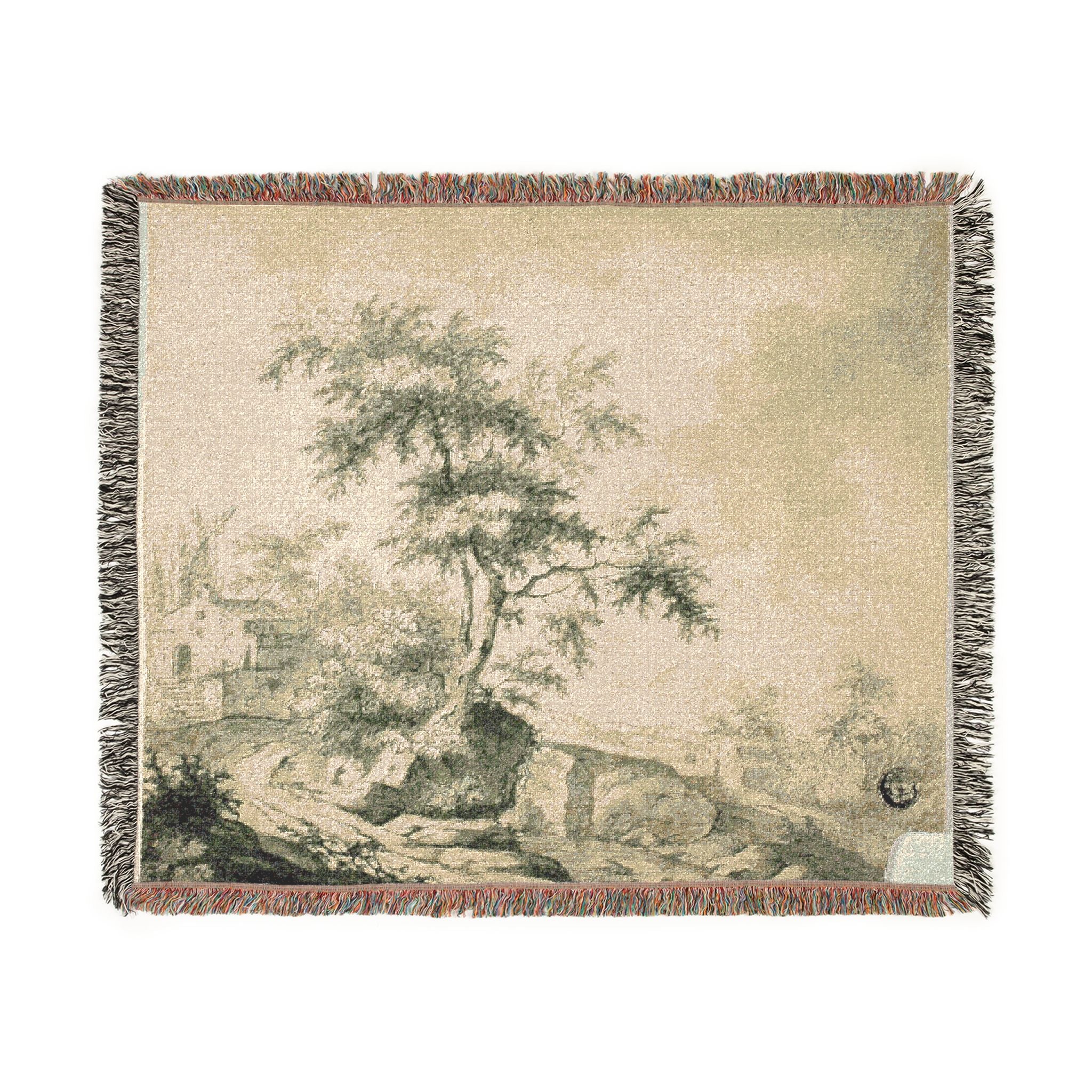 Jacob van Ruisdael - Landscape with Tree on Road to Buildings | Woven Tapestry Blanket - Image 2