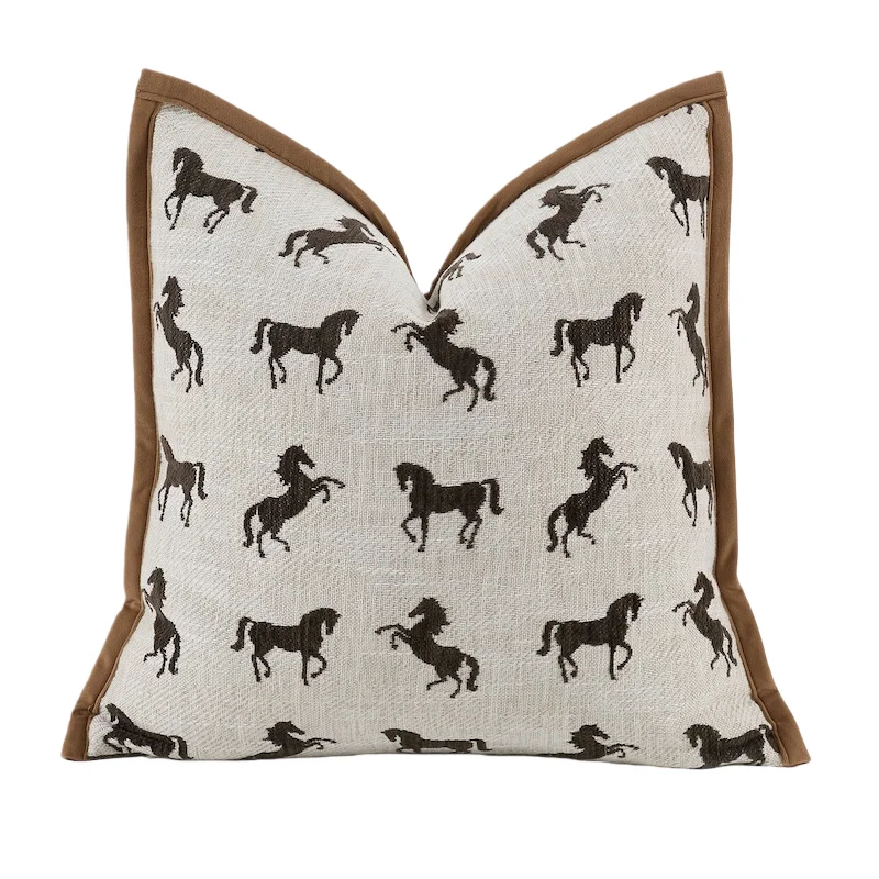 Jacquard Stallion Velvet Horse Throw Pillow
