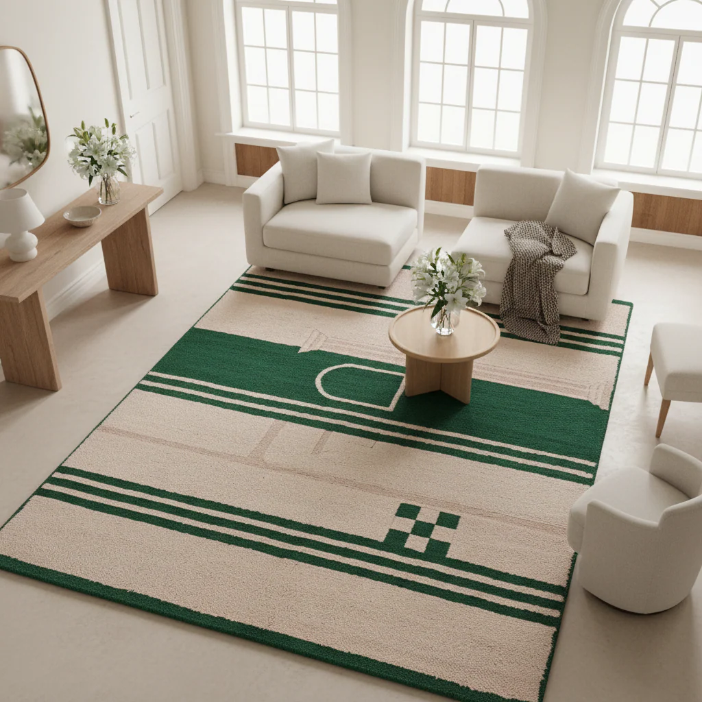 Jade Block & Band Hand Knotted Rug - Image 2