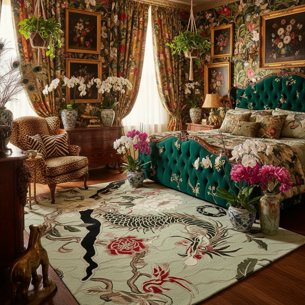 Jade Dragon Vine Hand Tufted Rug - Image 3
