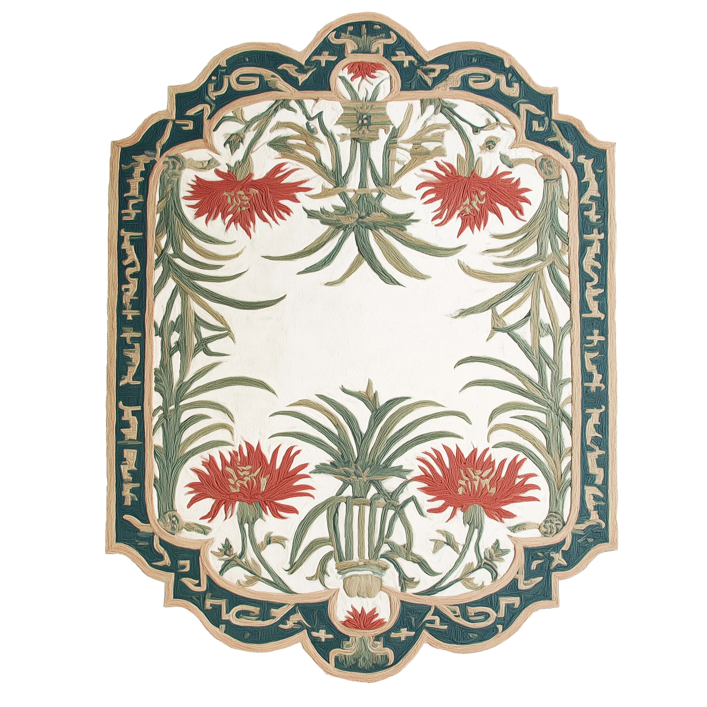 Jade Garden Frame Hand Tufted Wool Rug