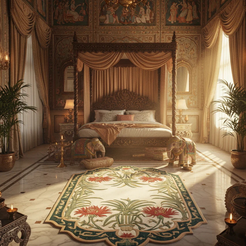 Jade Garden Frame Hand Tufted Wool Rug - Image 3
