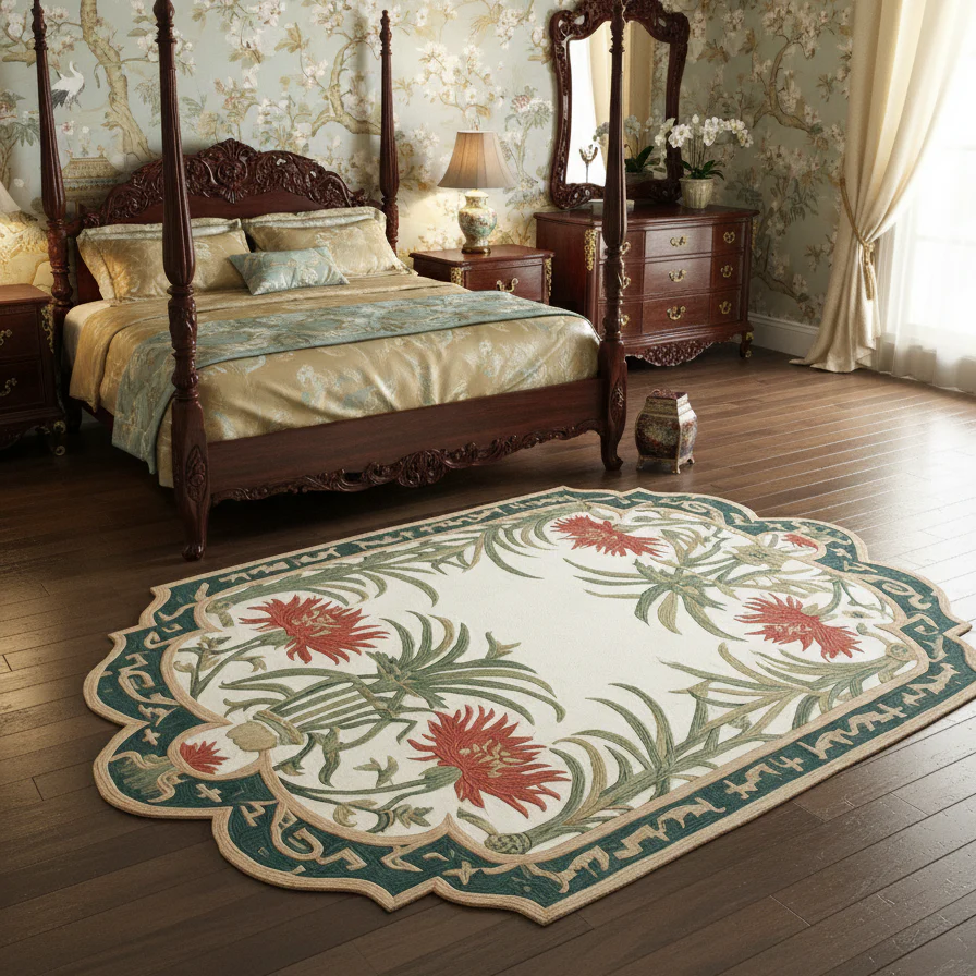 Jade Garden Frame Hand Tufted Wool Rug - Image 4