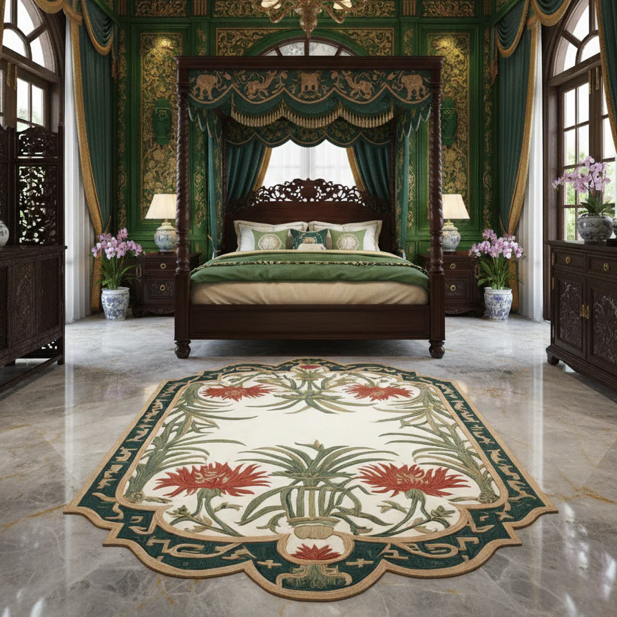 Jade Garden Frame Hand Tufted Wool Rug - Image 6