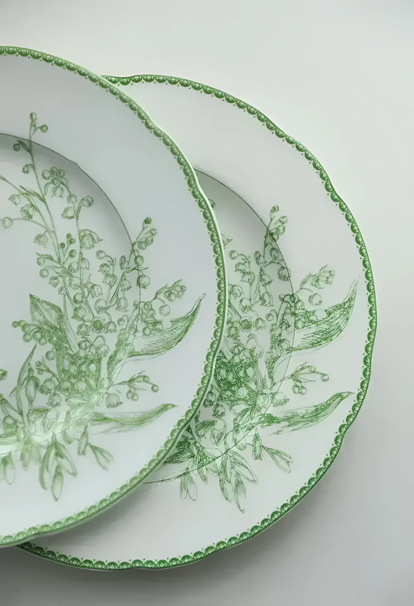 Jade Green Lily of The Valley Decorative Bone China Plate - Image 2