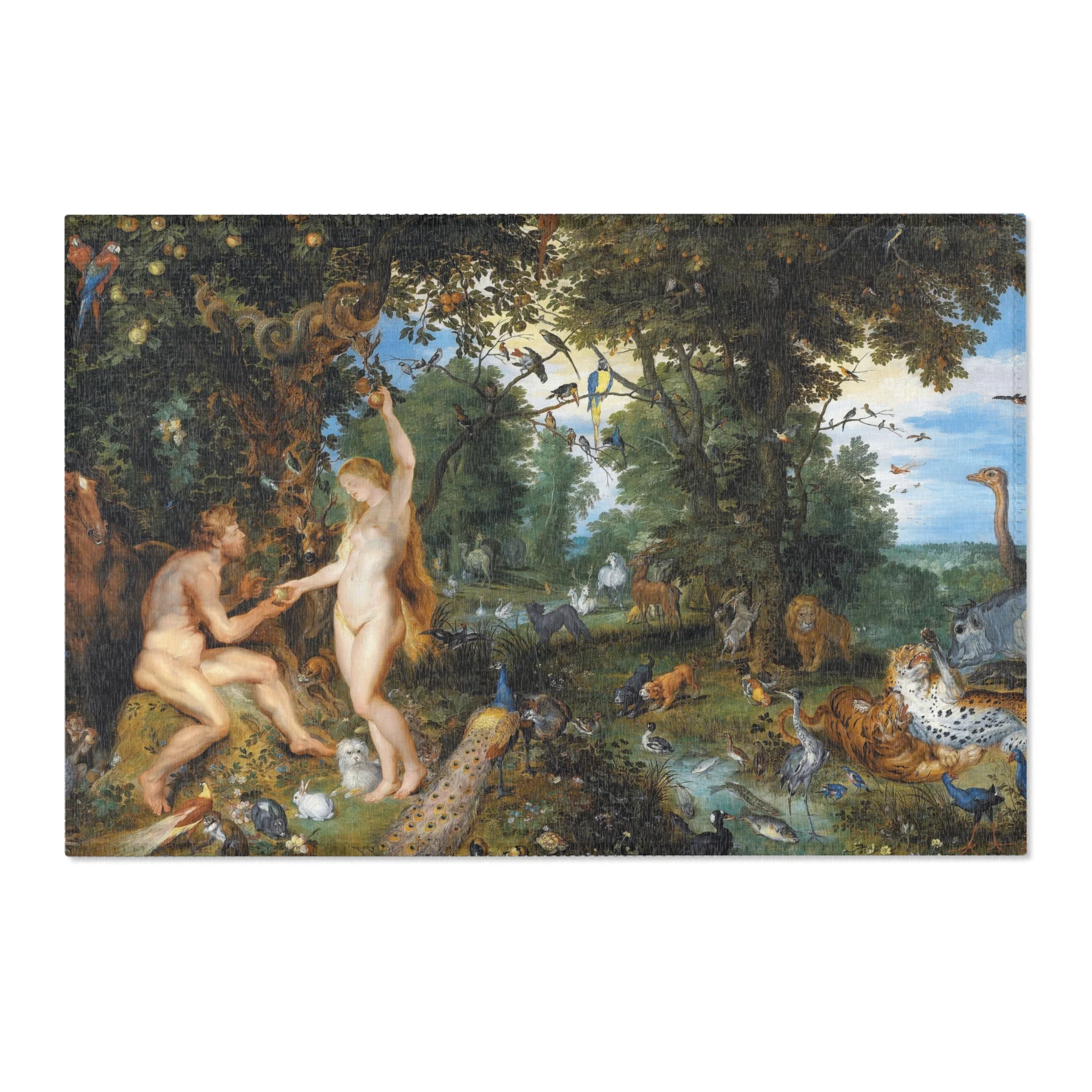 Jan Brueghel de Oude en Peter Paul Rubens - Het aards paradijs met de zondeval van Adam en Eva | Area Rug - Image 4