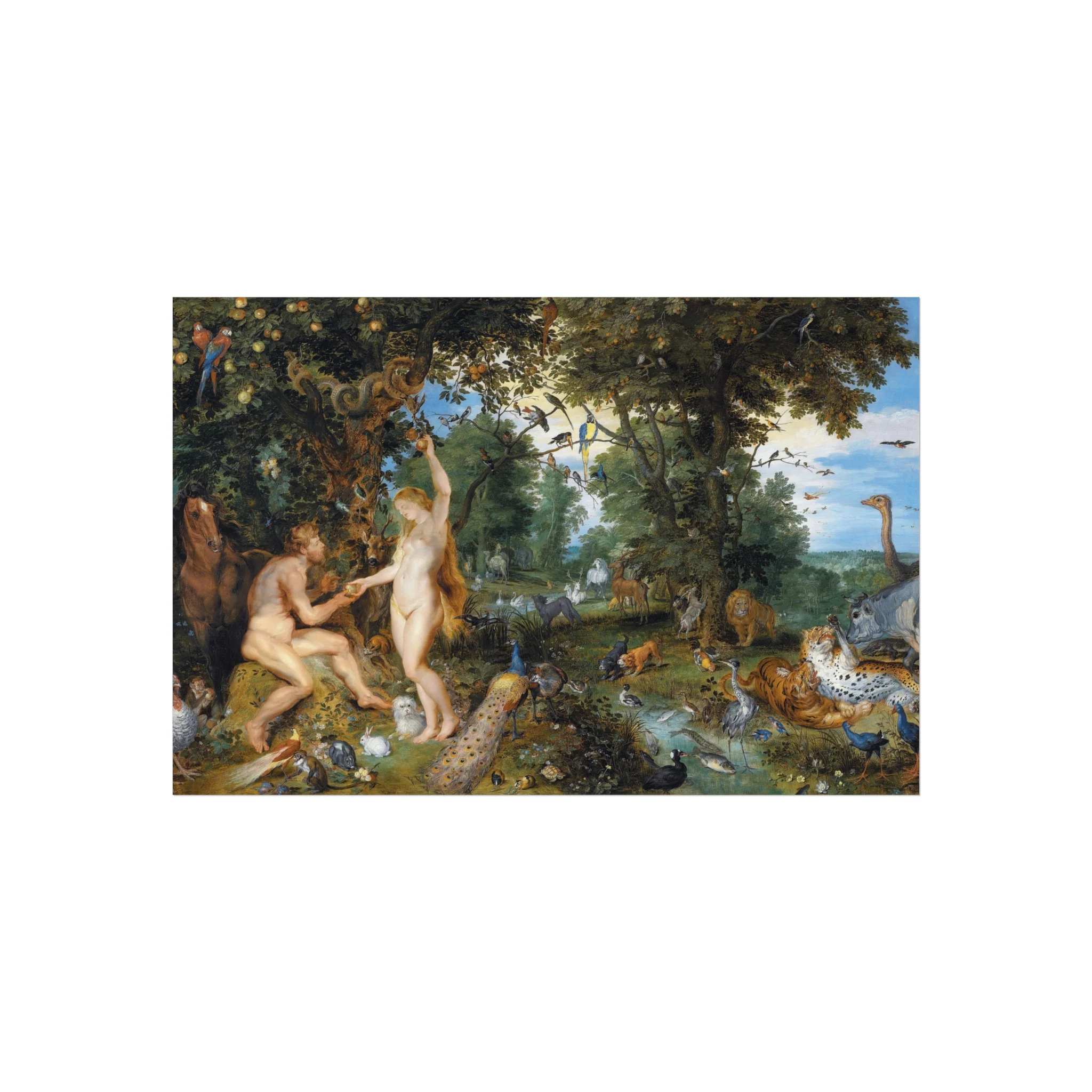 Jan Brueghel de Oude en Peter Paul Rubens - Het aards paradijs met de zondeval van Adam en Eva | Fine Art Poster - Image 4