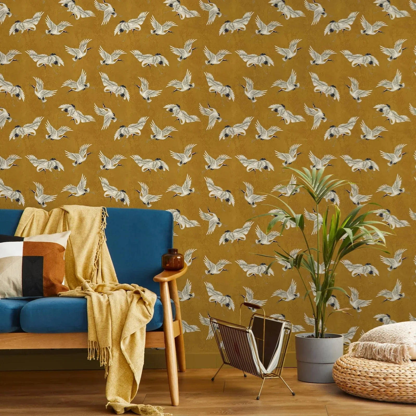 Japanese Flying Cranes Chinoiserie Wallpaper - Image 5
