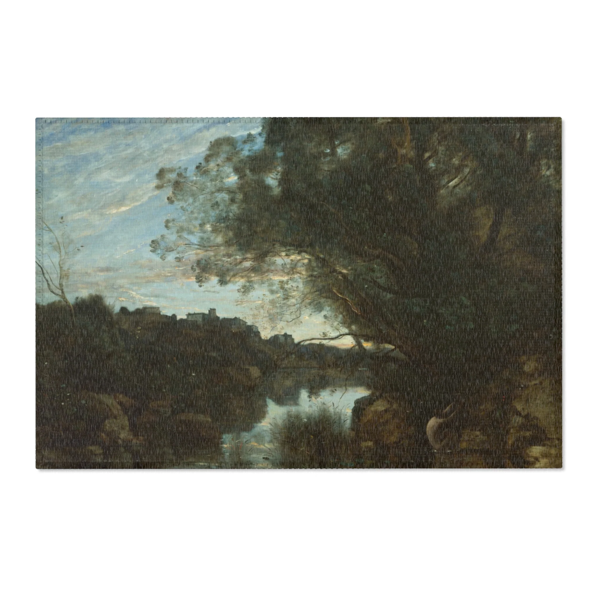 Jean Baptiste Camille Corot - Souvenir of the Environs of Lake Nemi | Area Rug - Image 4