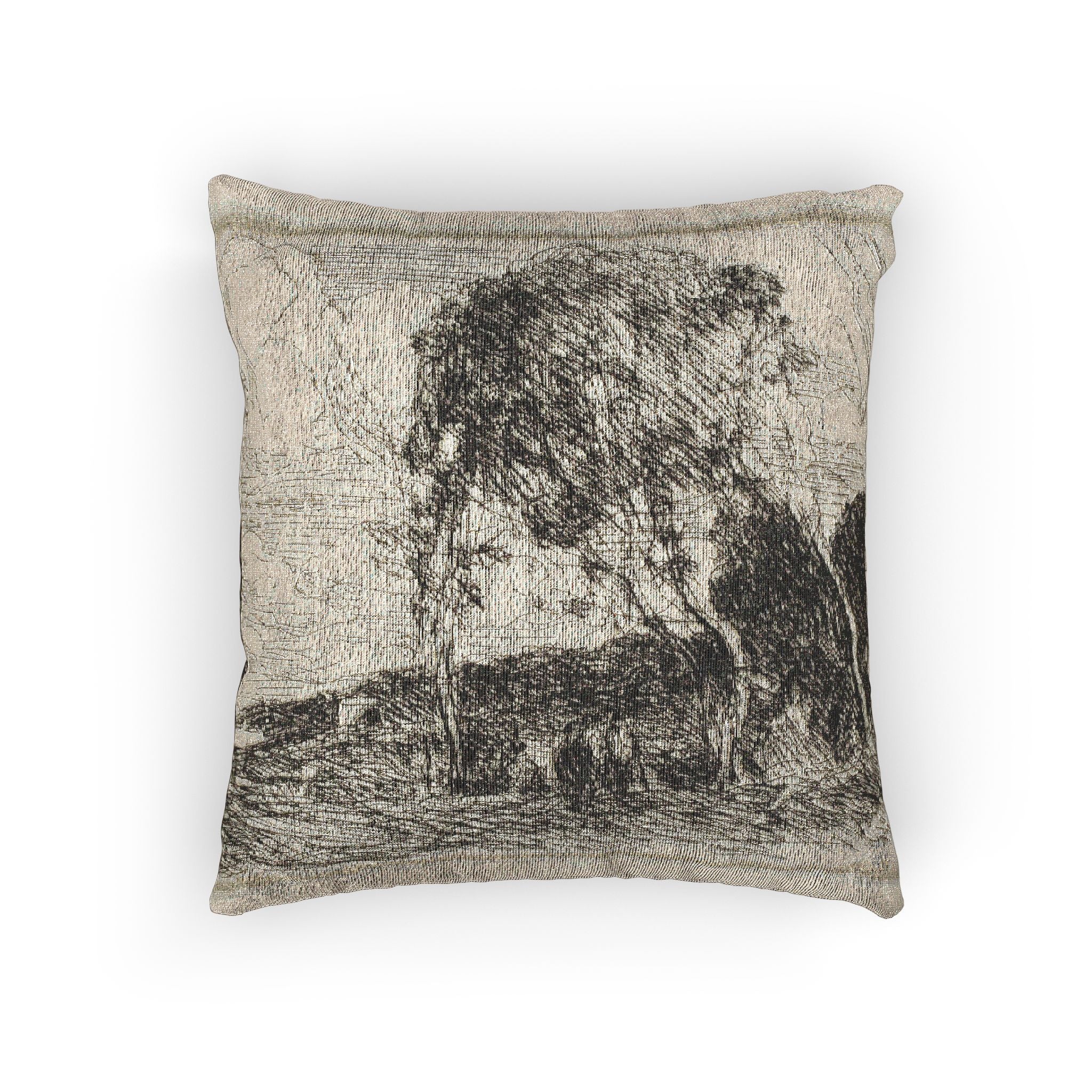 Jean Baptiste Camille Corot - Souvenir of the Fortifications of Douai | Woven Pillow - Image 4