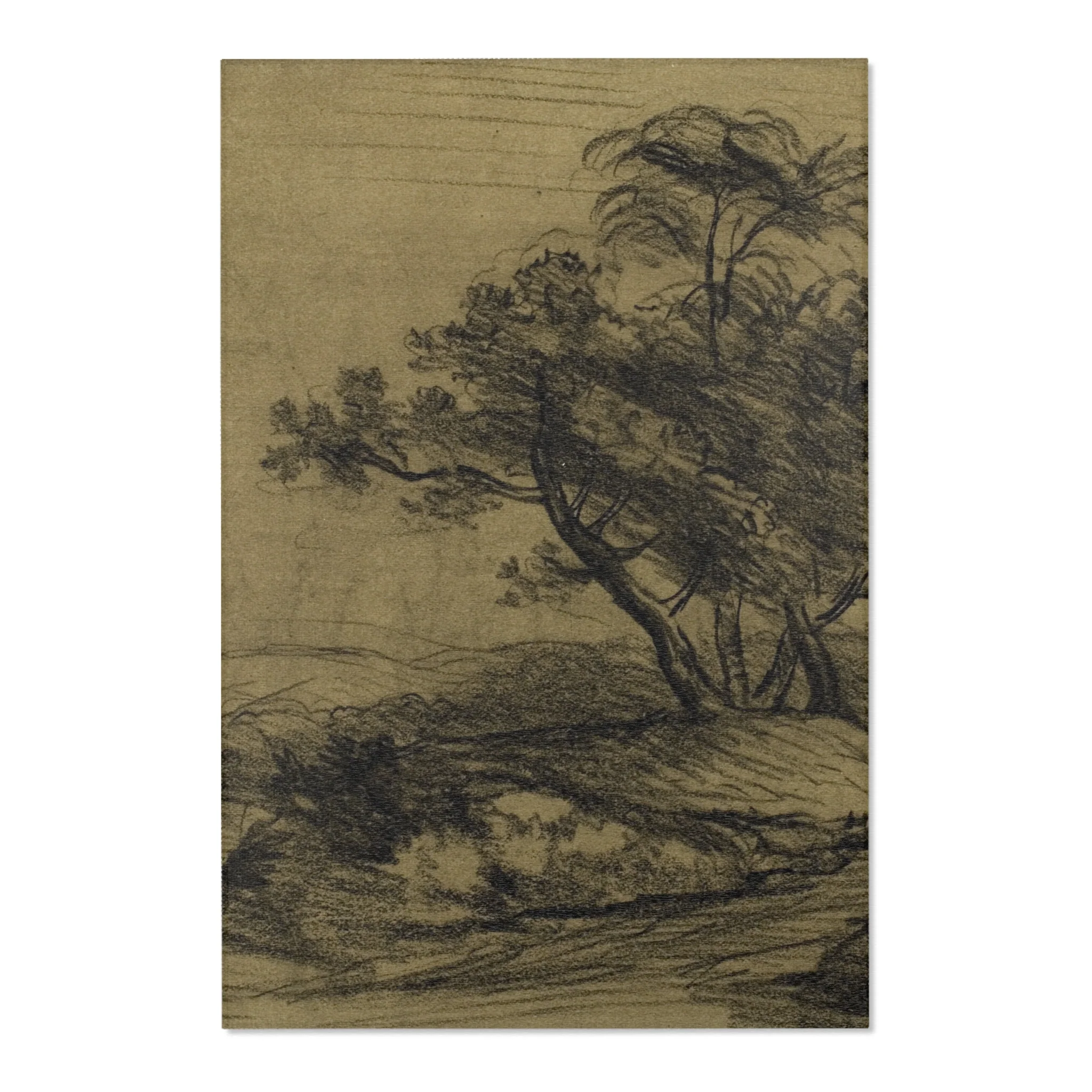 John Constable - River Bank with Trees (recto); Herd of Cattle Beneath Trees, with Inset Sketch of Landscape (verso) | Area Rug - Image 3