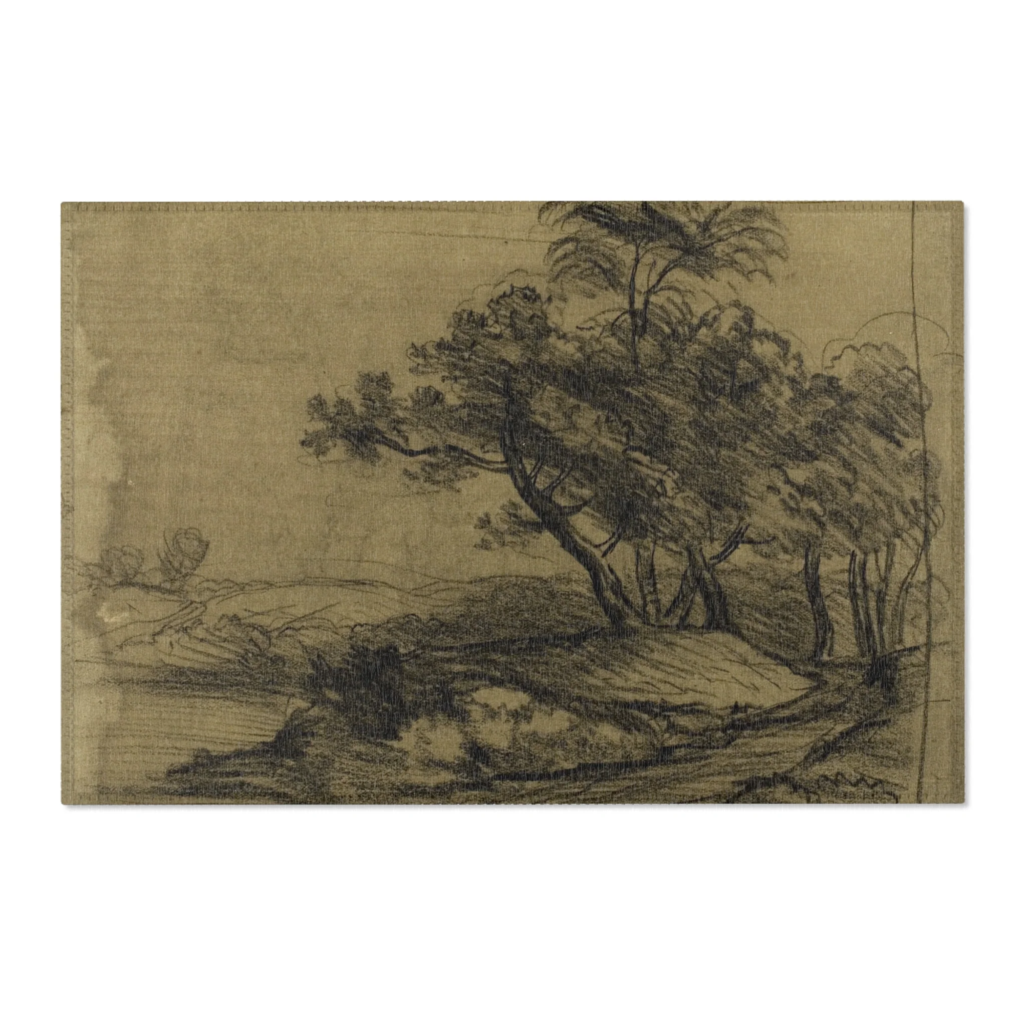 John Constable - River Bank with Trees (recto); Herd of Cattle Beneath Trees, with Inset Sketch of Landscape (verso) | Area Rug - Image 4