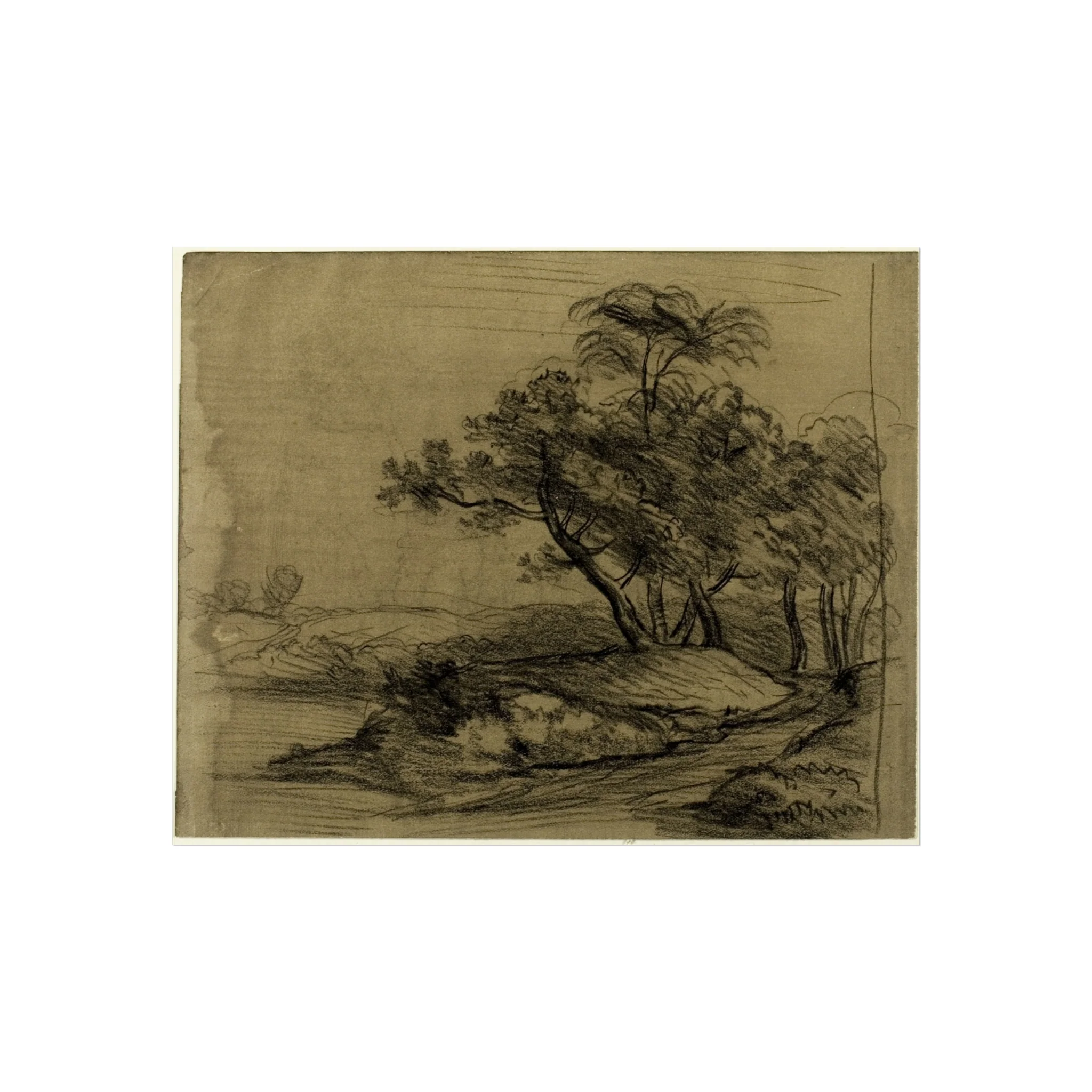 John Constable - River Bank with Trees (recto); Herd of Cattle Beneath Trees, with Inset Sketch of Landscape (verso) | Fine Art Poster - Image 2