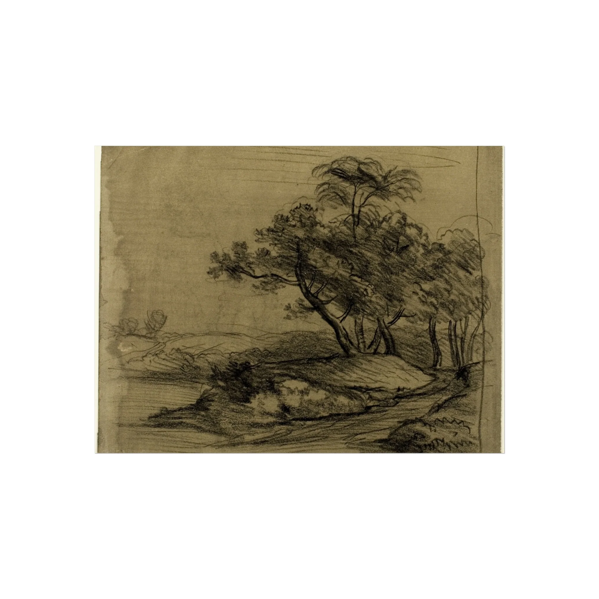 John Constable - River Bank with Trees (recto); Herd of Cattle Beneath Trees, with Inset Sketch of Landscape (verso) | Fine Art Poster - Image 3