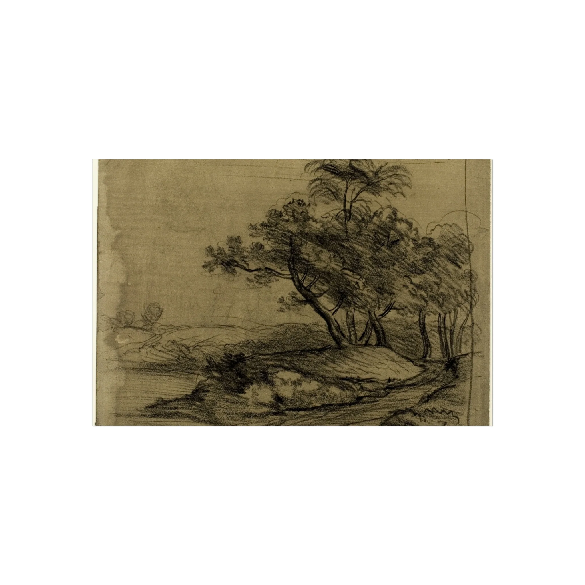 John Constable - River Bank with Trees (recto); Herd of Cattle Beneath Trees, with Inset Sketch of Landscape (verso) | Fine Art Poster - Image 4