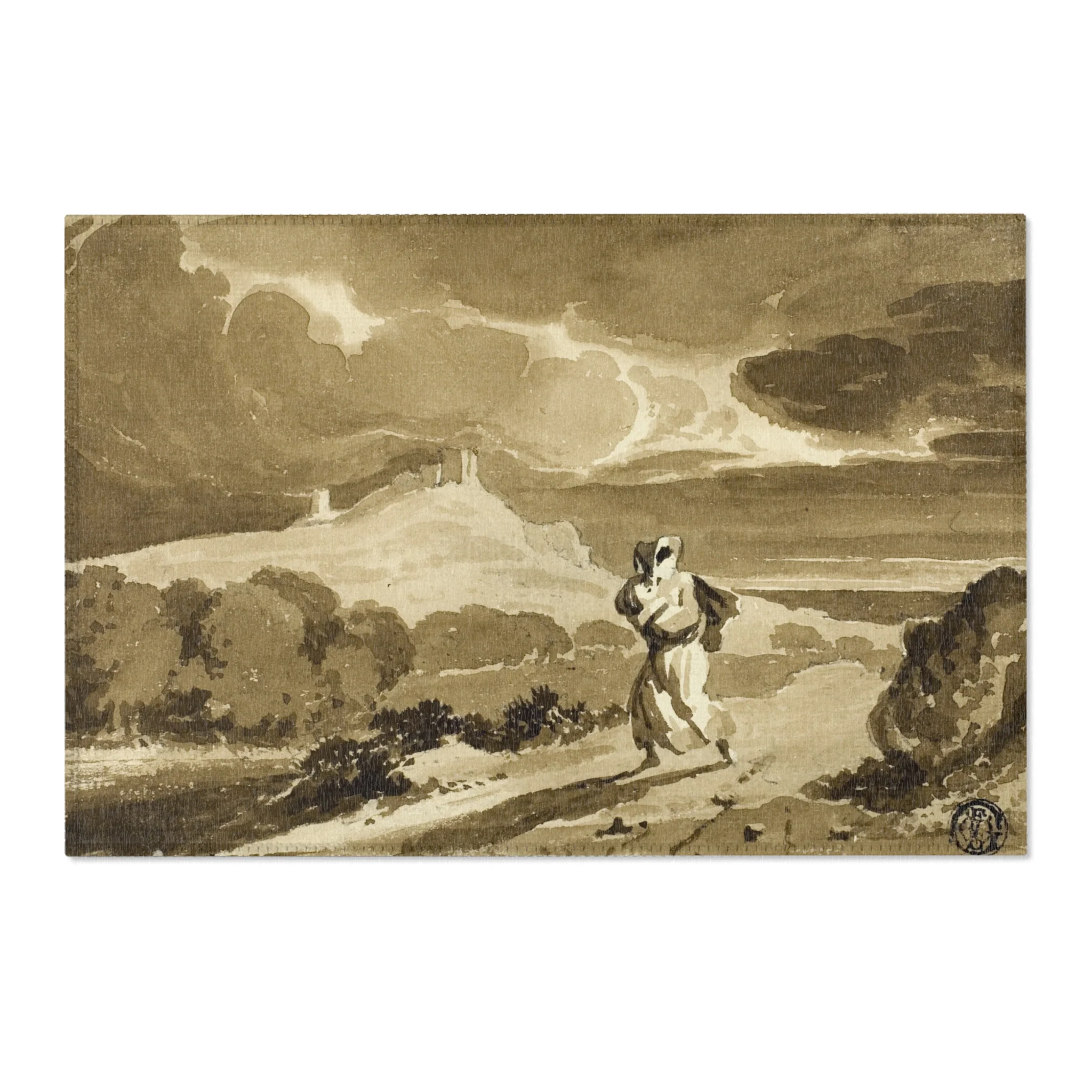 John Constable - Woman with Baby Fleeing Across Moors | Area Rug - Image 4