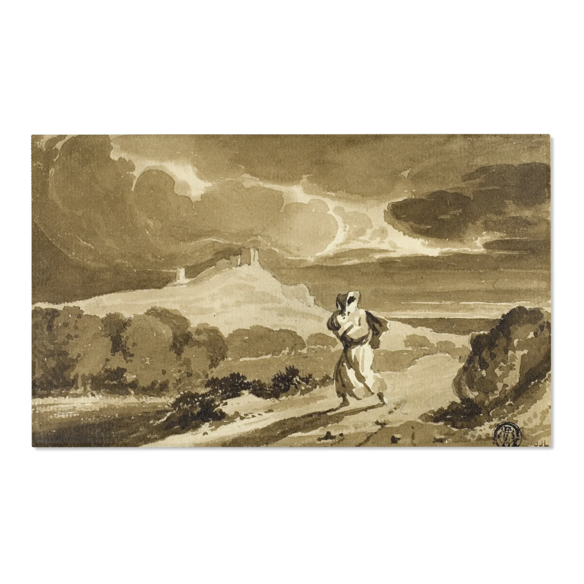 John Constable - Woman with Baby Fleeing Across Moors | Area Rug - Image 5