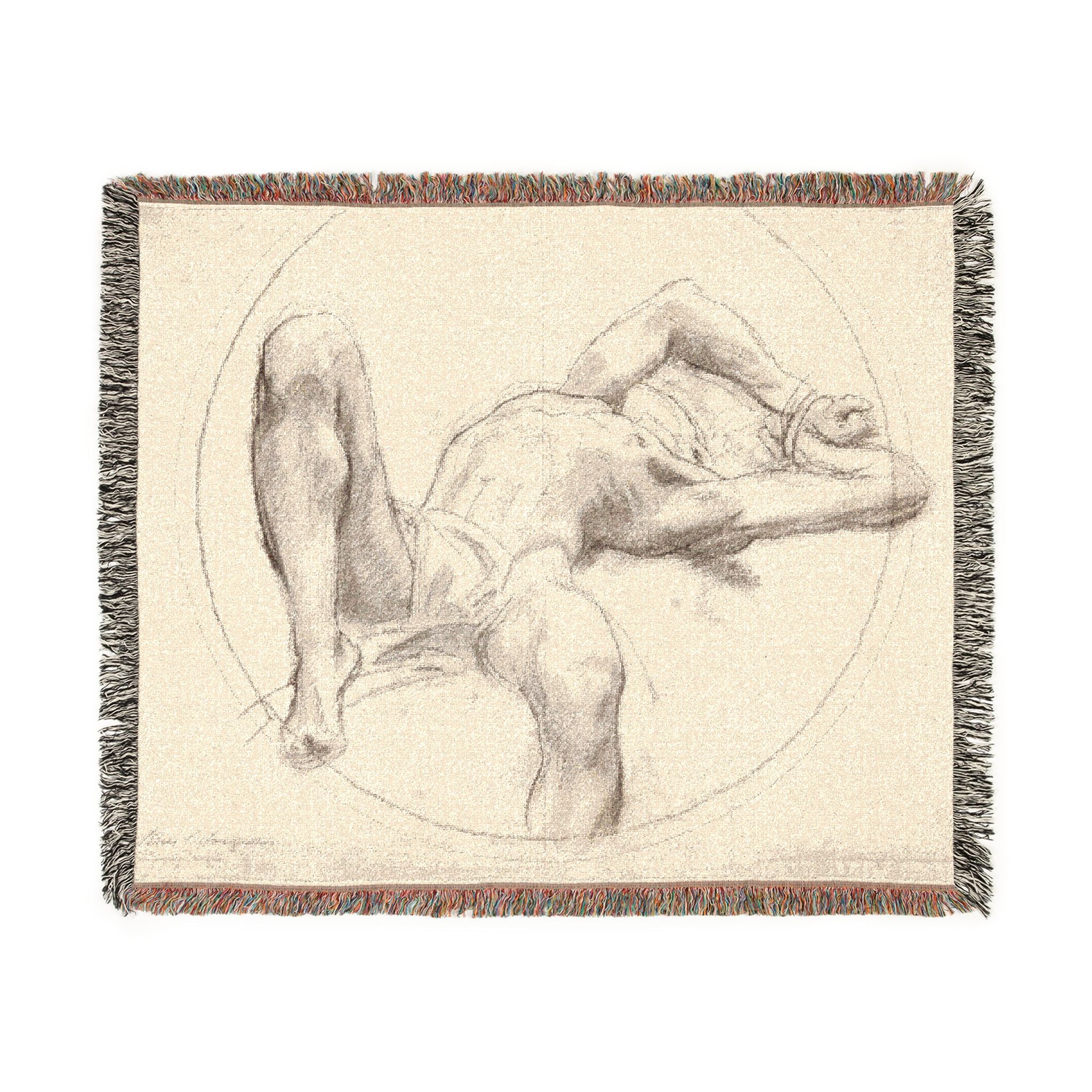 John Singer Sargent - Bound Man (recto); Sketch of Bound Man (verso) | Woven Tapestry Blanket - Image 2